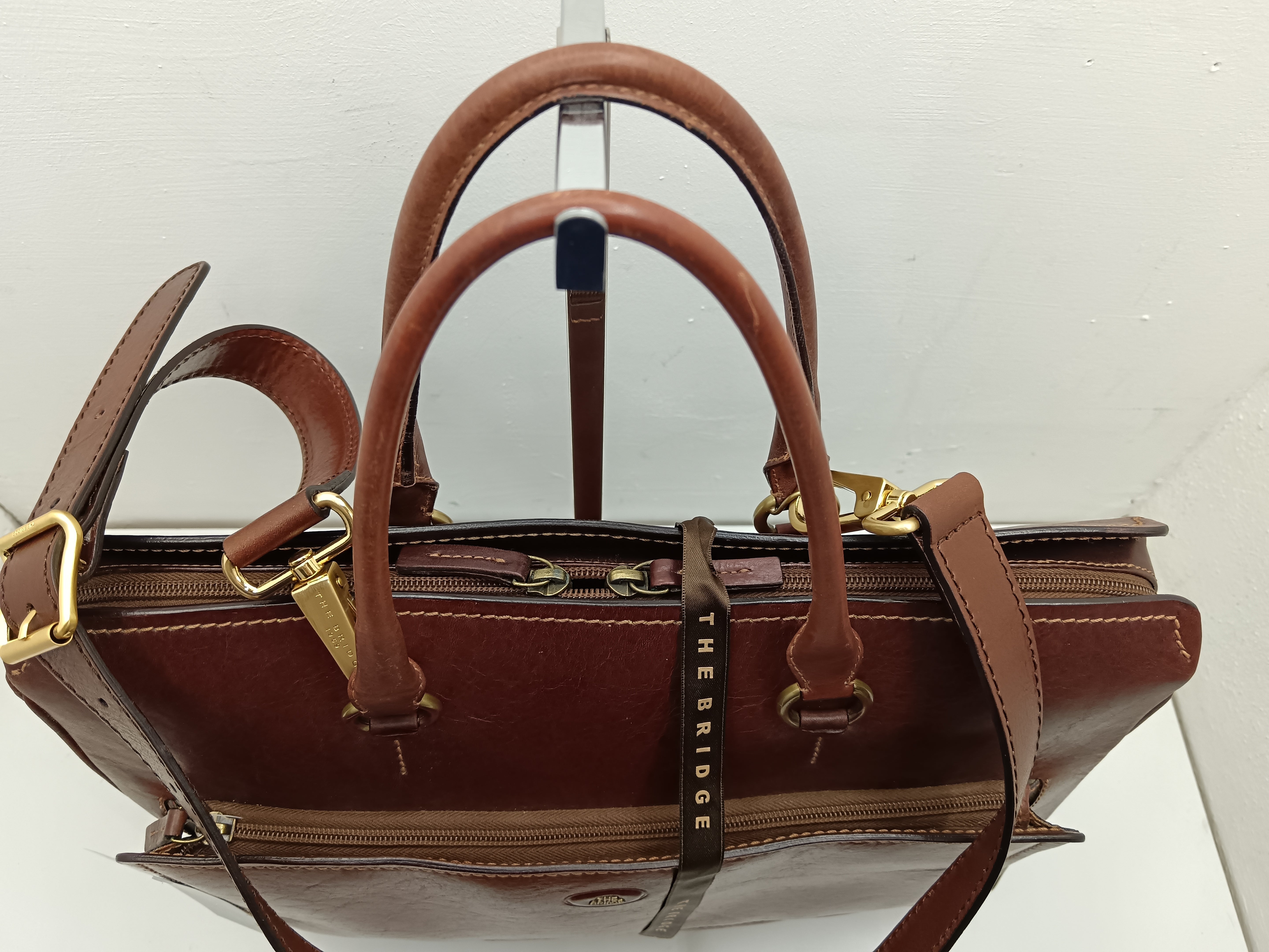 The Bridge – Borsa Cartella Donna a spalla linea Story pelle marrone