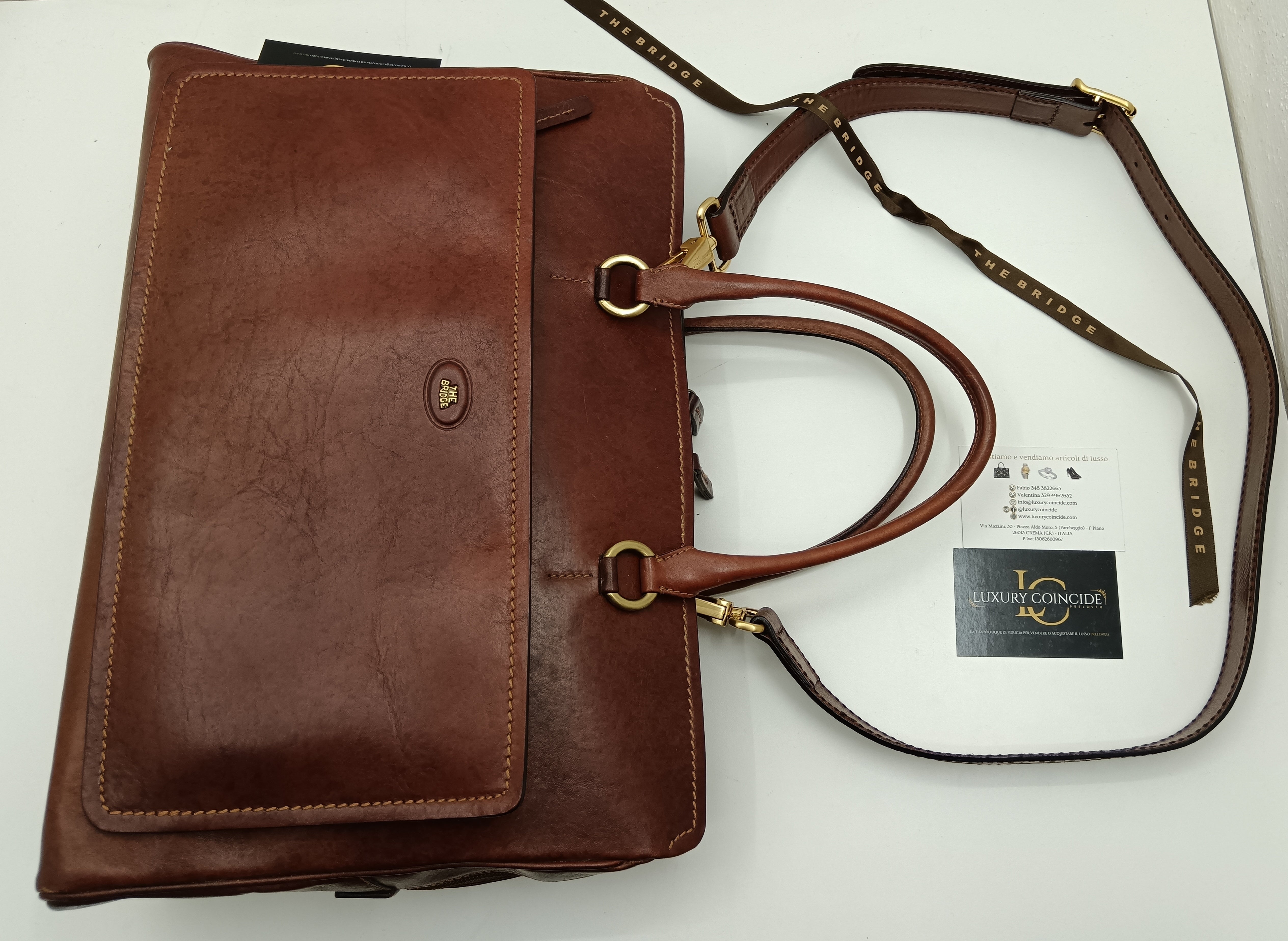 The Bridge – Borsa Cartella Donna a spalla linea Story pelle marrone
