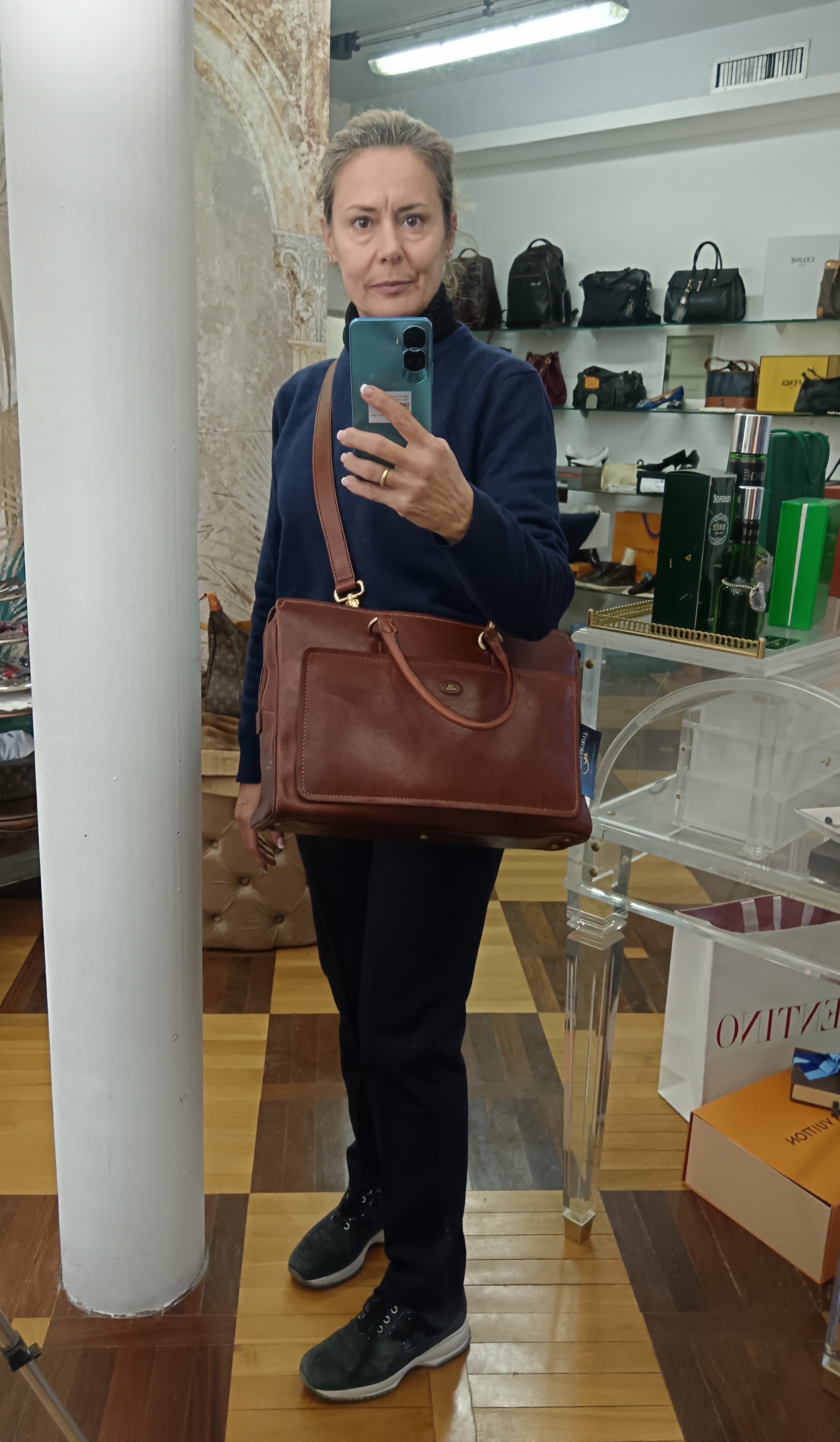 The Bridge – Borsa Cartella Donna a spalla linea Story pelle marrone
