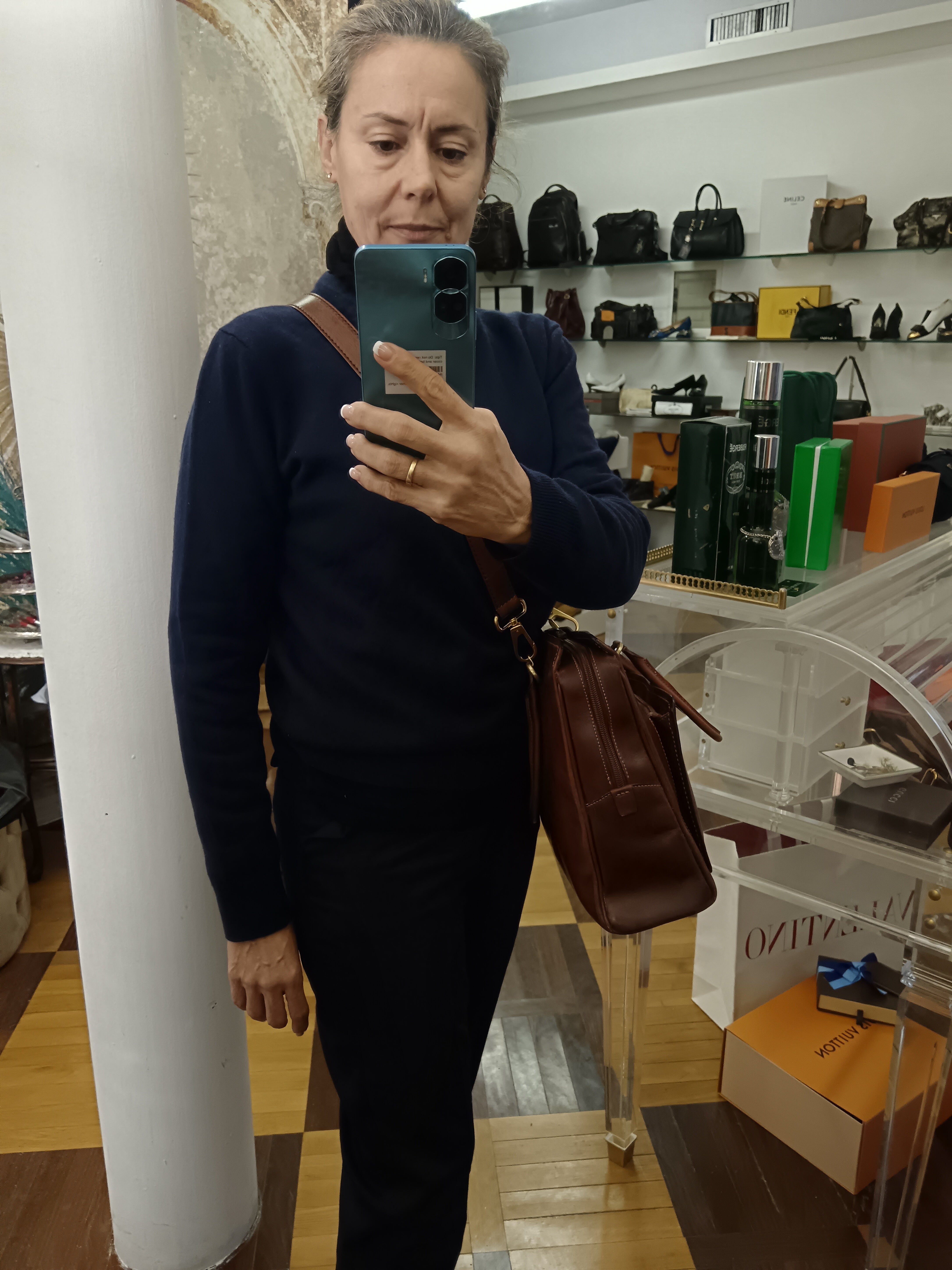 The Bridge – Borsa Cartella Donna a spalla linea Story pelle marrone