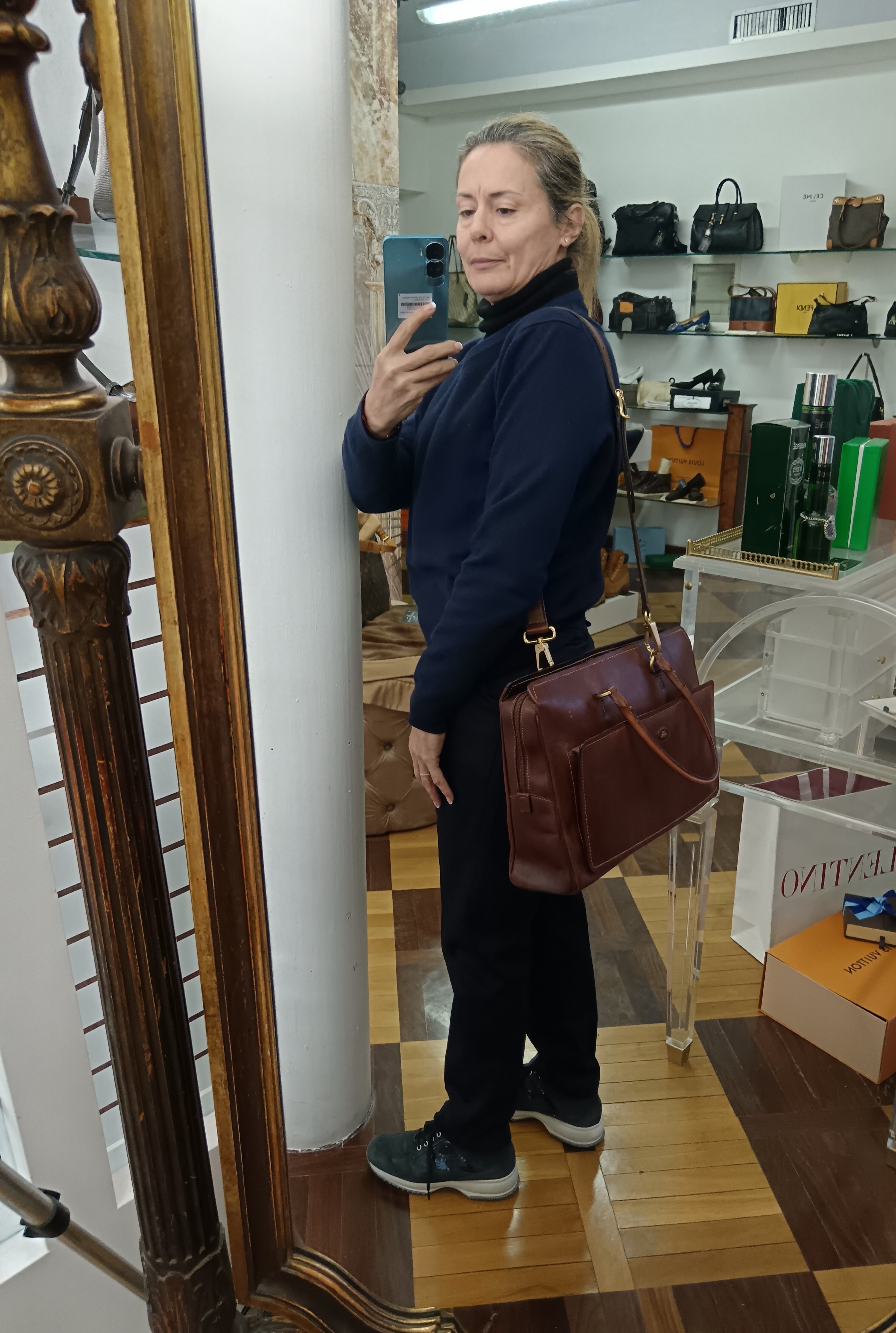 The Bridge – Borsa Cartella Donna a spalla linea Story pelle marrone