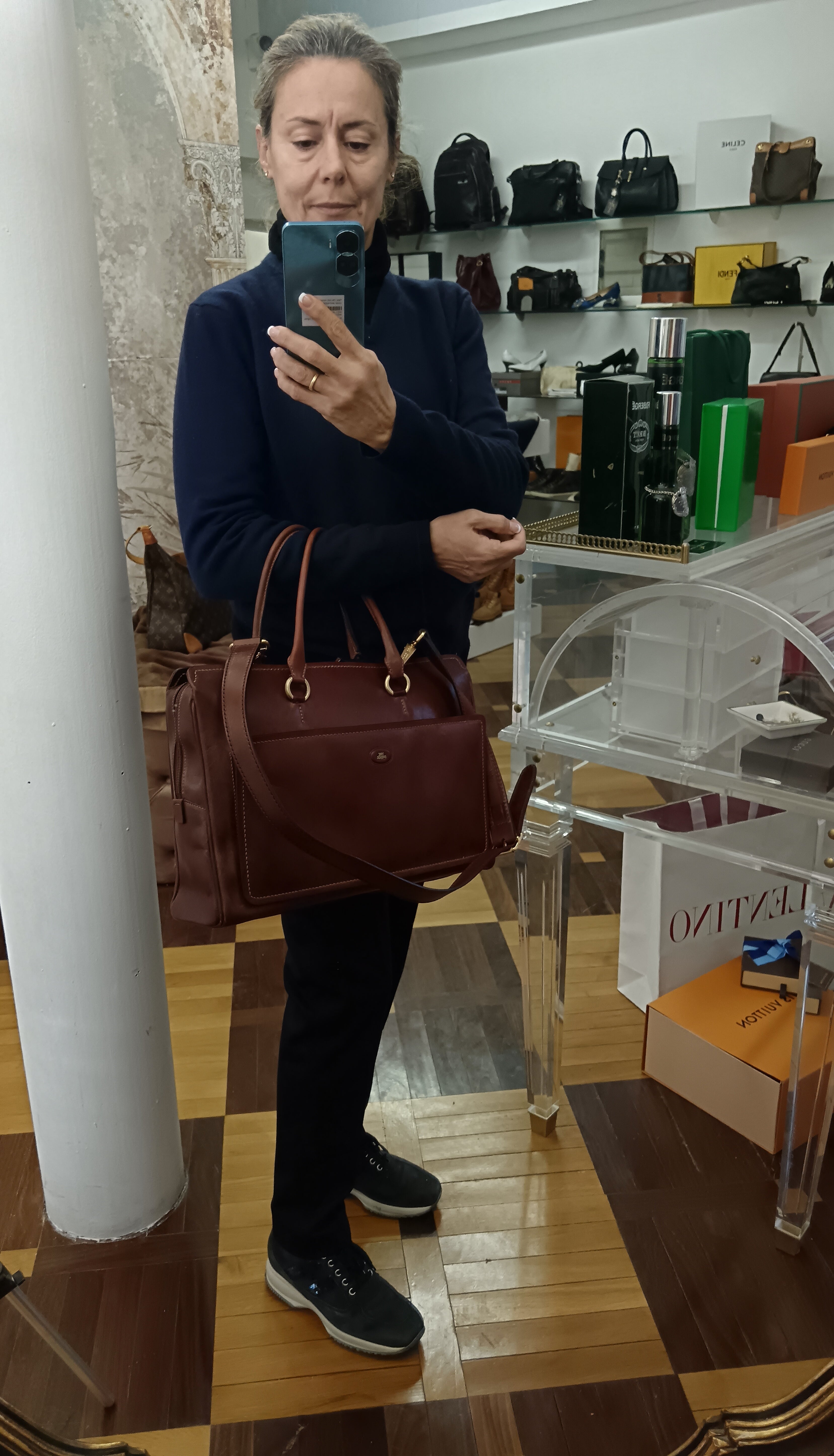 The Bridge – Borsa Cartella Donna a spalla linea Story pelle marrone