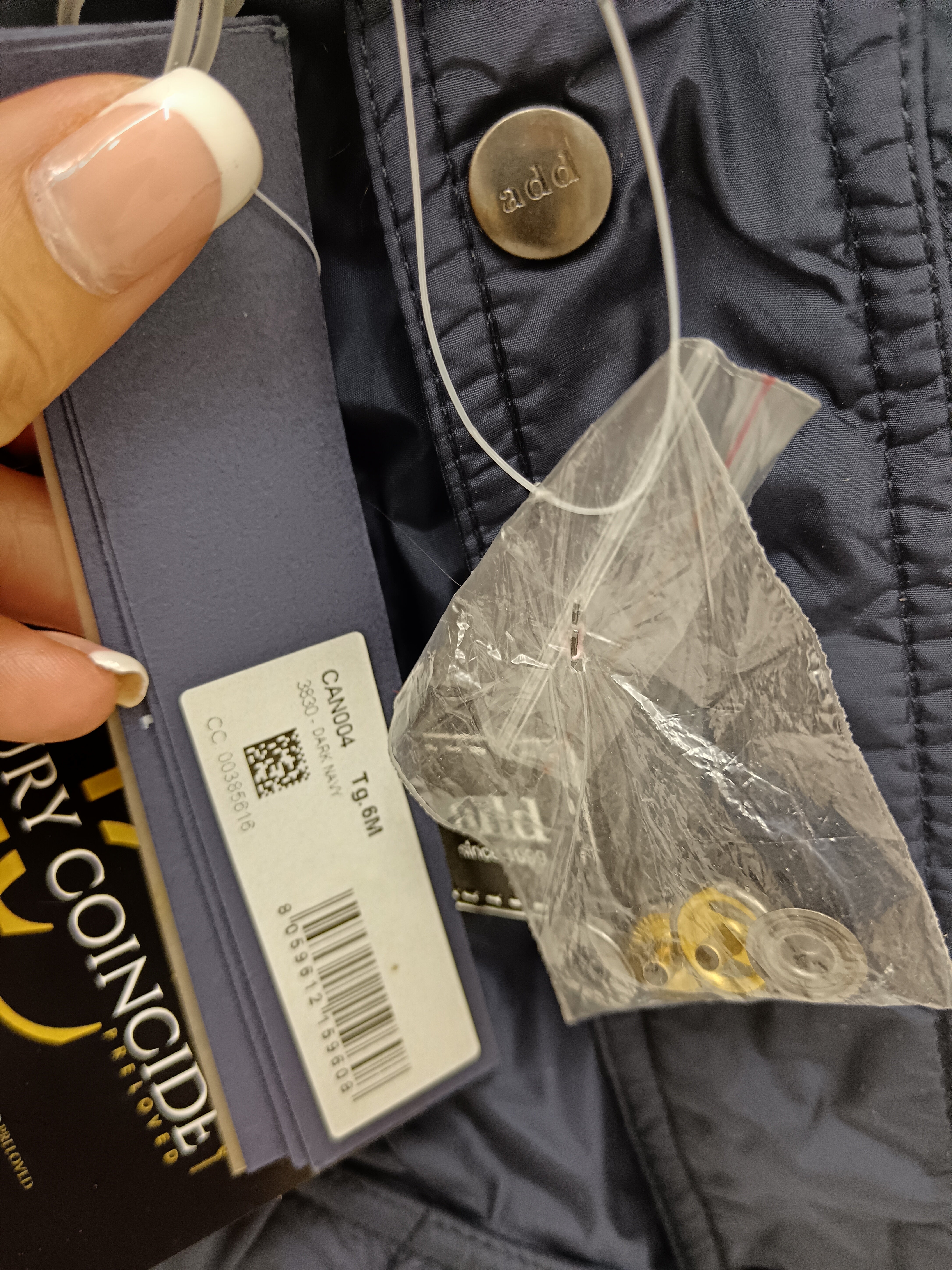 Add – Piumino Parka 1460V Blu Piuma d’Oca Neonato 6 mesi Nuovo