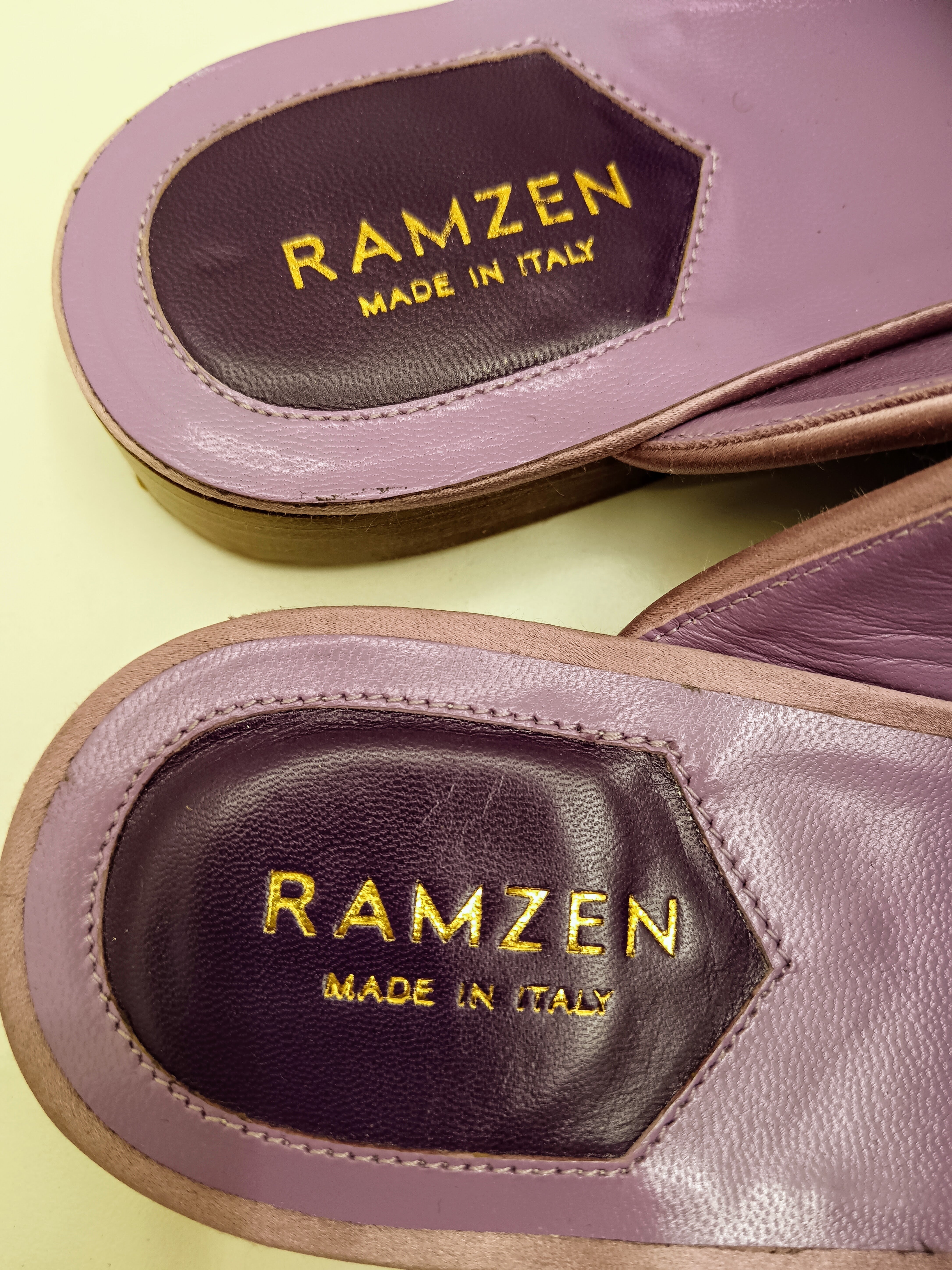 Ramzen – Ciabatte Orientali Slipper Pura Seta Viola e Lilla nuove