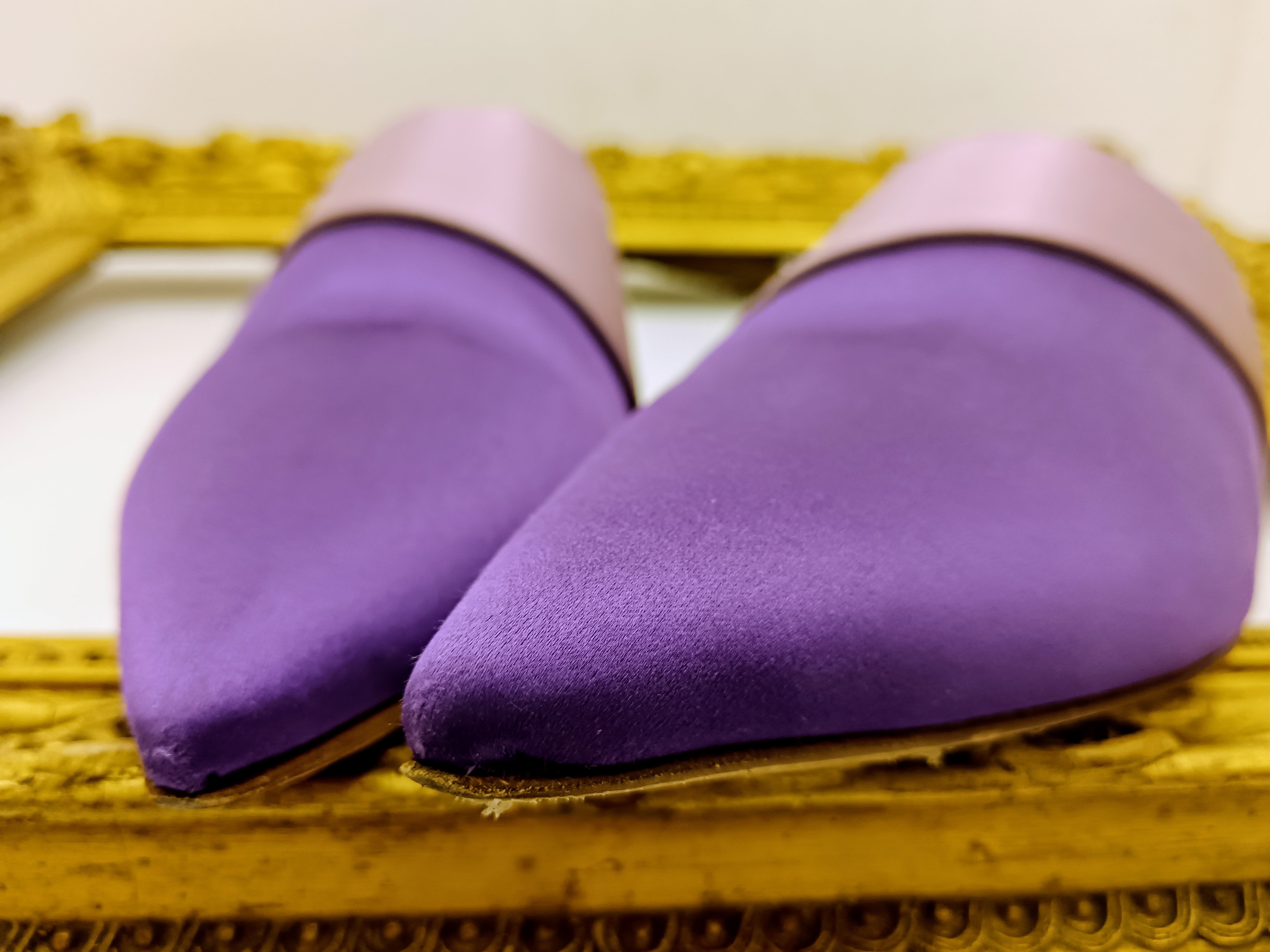 Ramzen – Ciabatte Orientali Slipper Pura Seta Viola e Lilla nuove