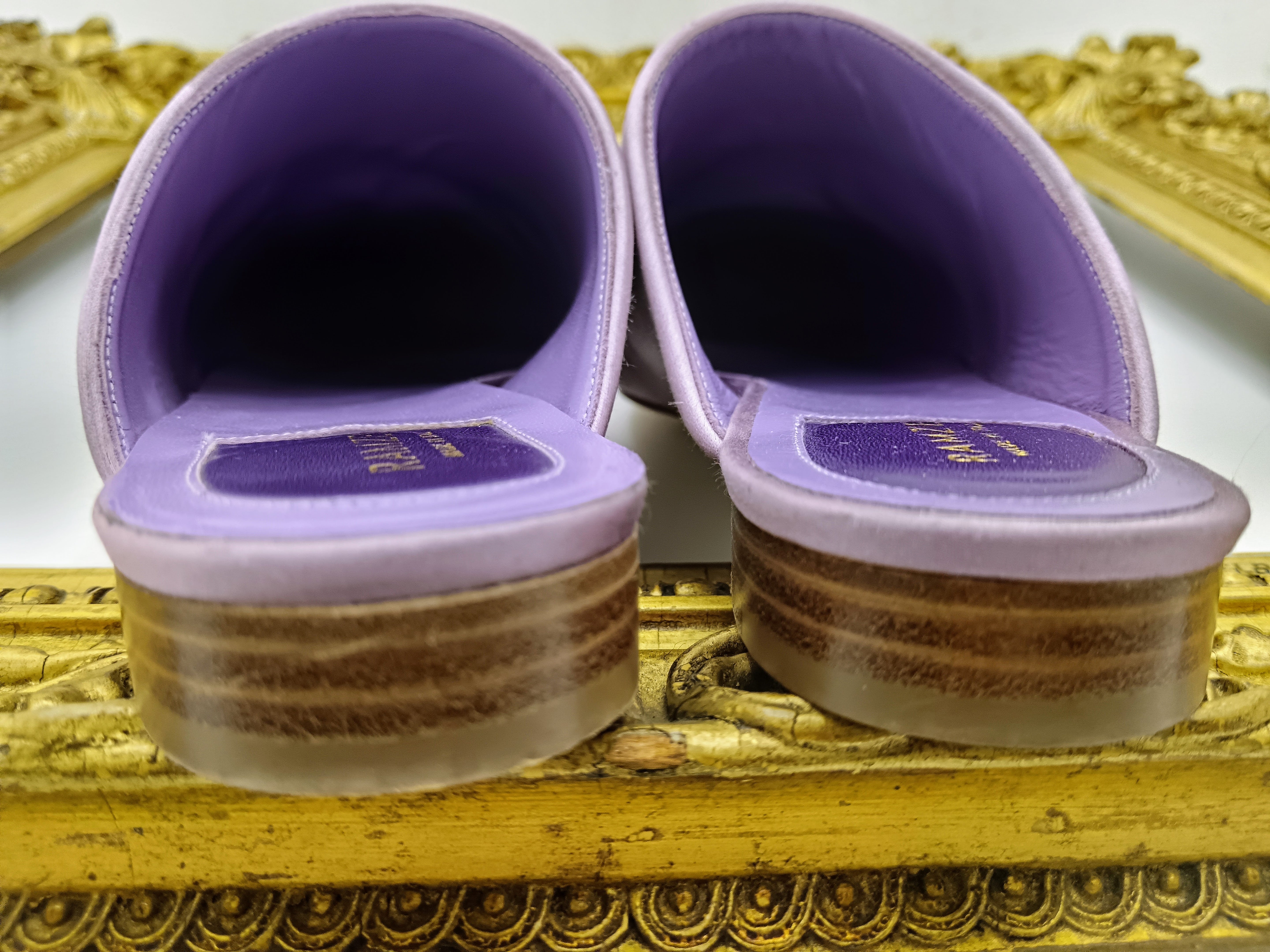 Ramzen – Ciabatte Orientali Slipper Pura Seta Viola e Lilla nuove