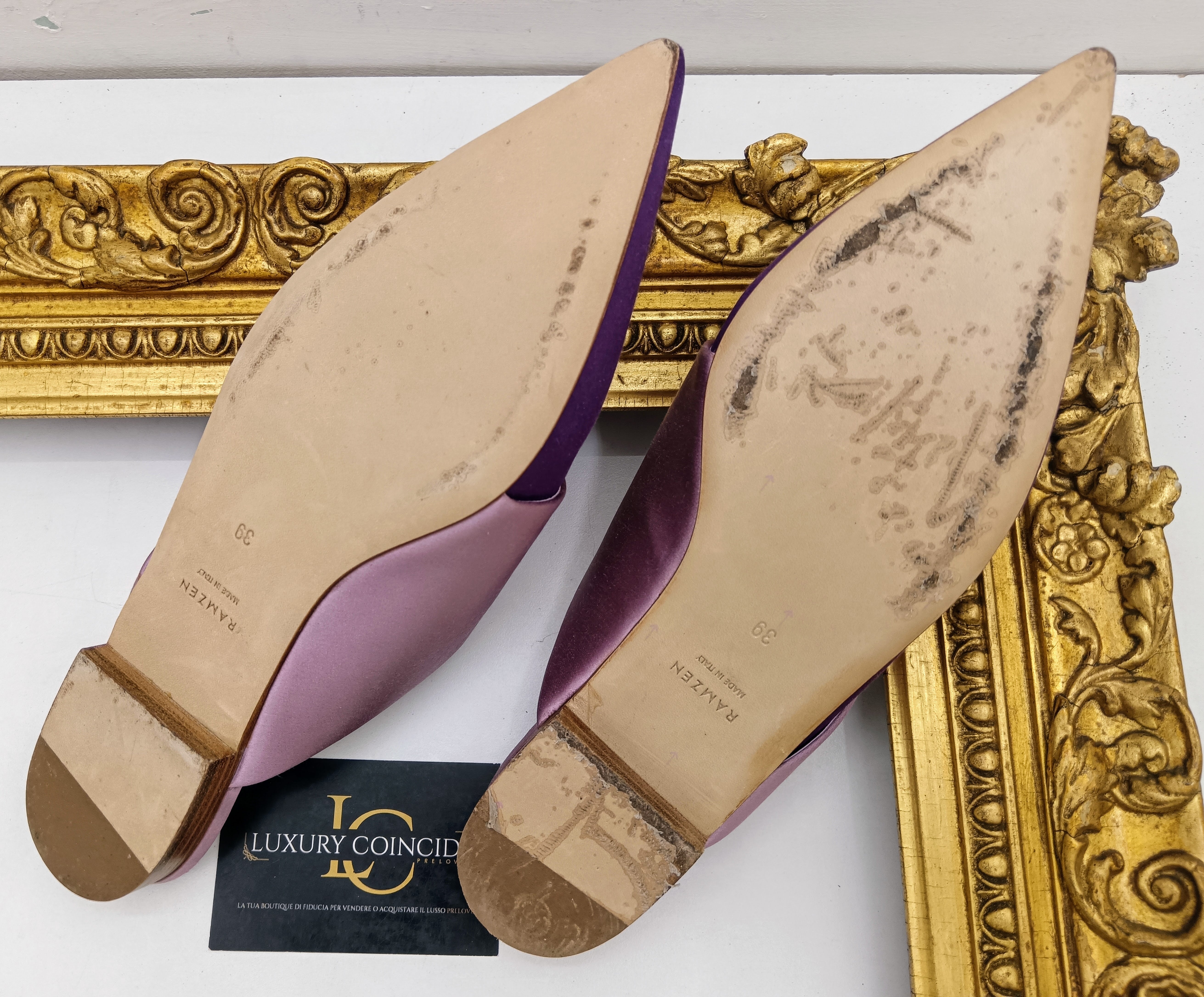 Ramzen – Ciabatte Orientali Slipper Pura Seta Viola e Lilla nuove