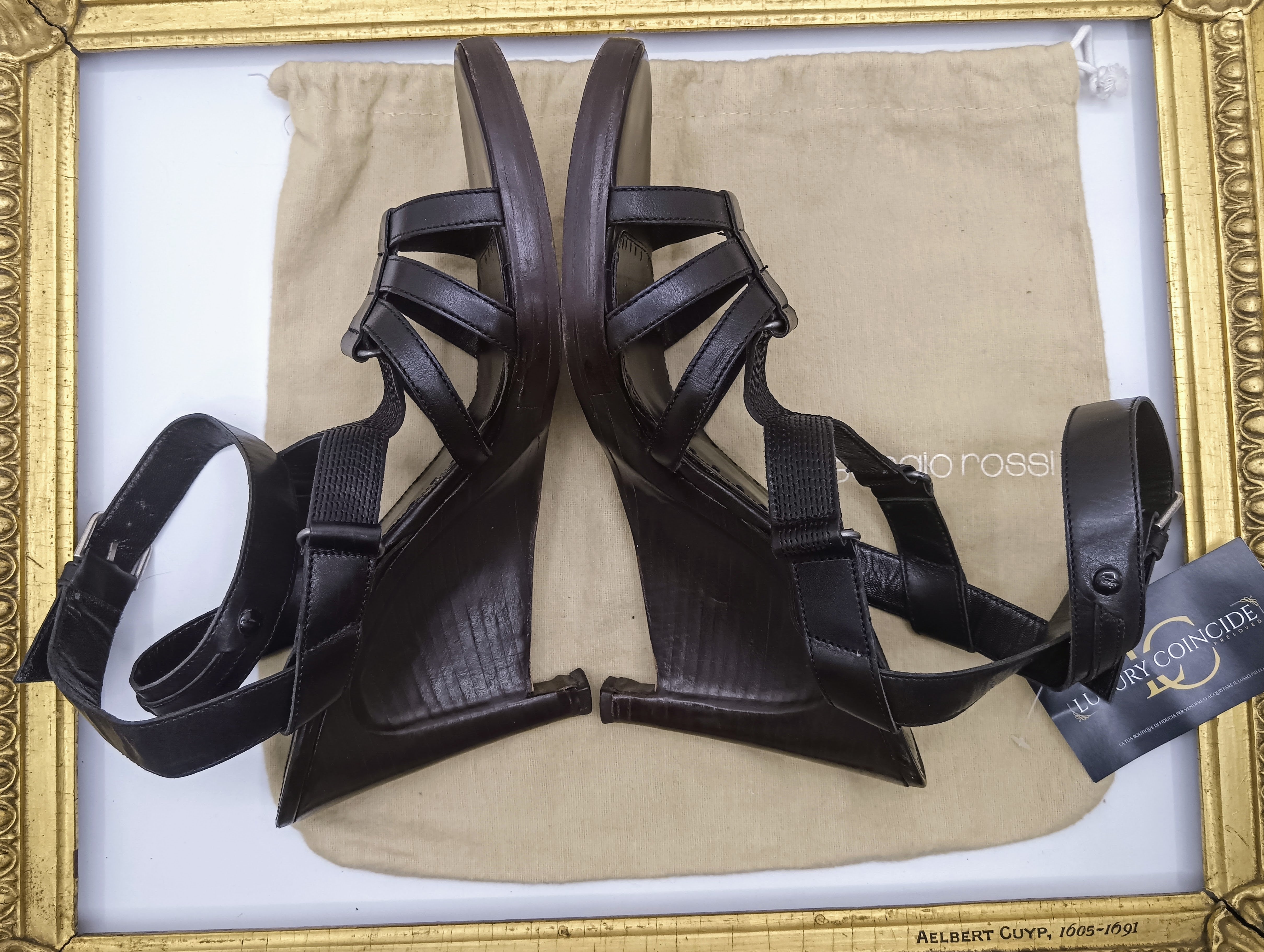 Sergio Rossi – Sandali Donna Legno e Pelle Nera