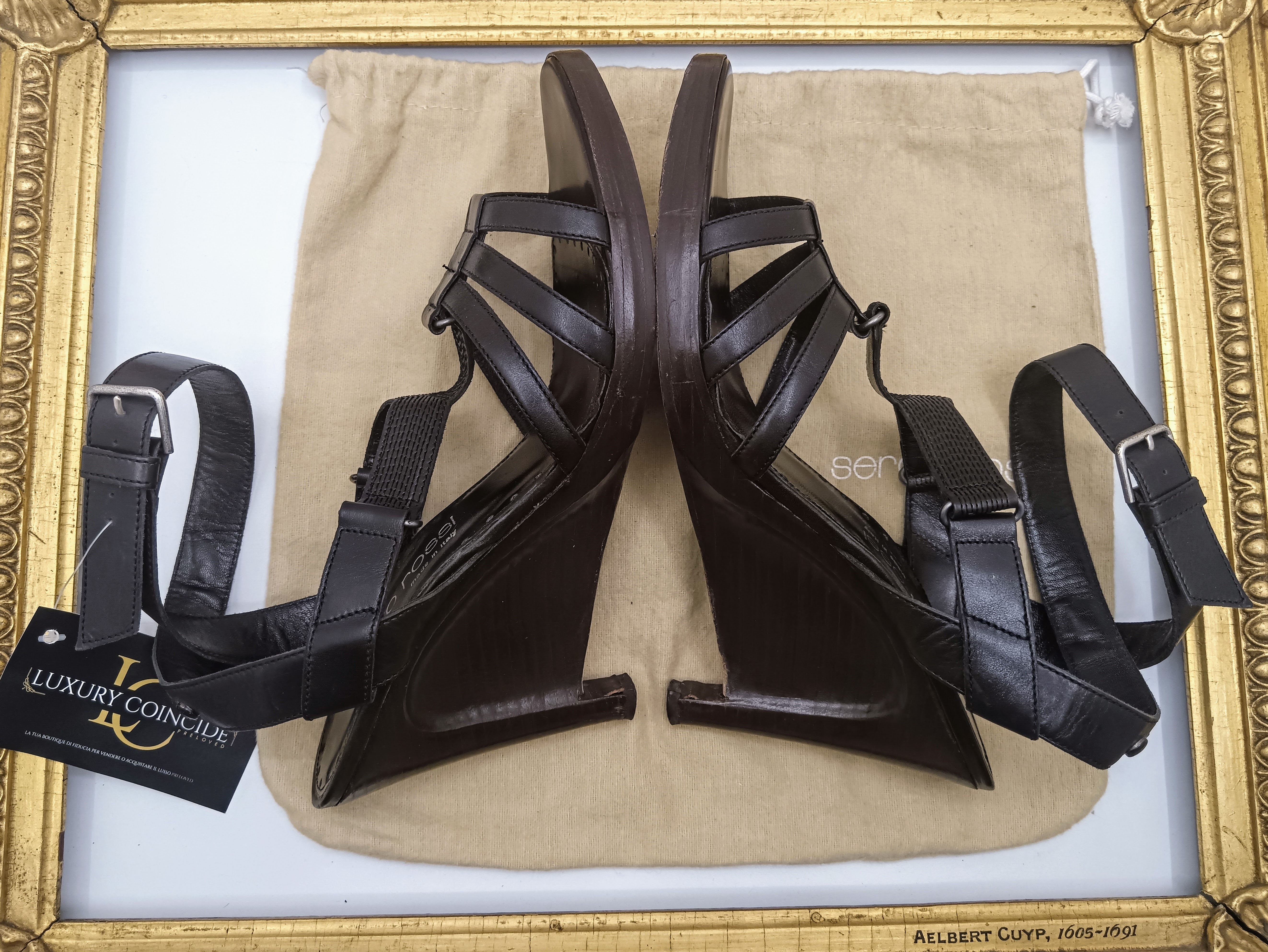 Sergio Rossi – Sandali Donna Legno e Pelle Nera