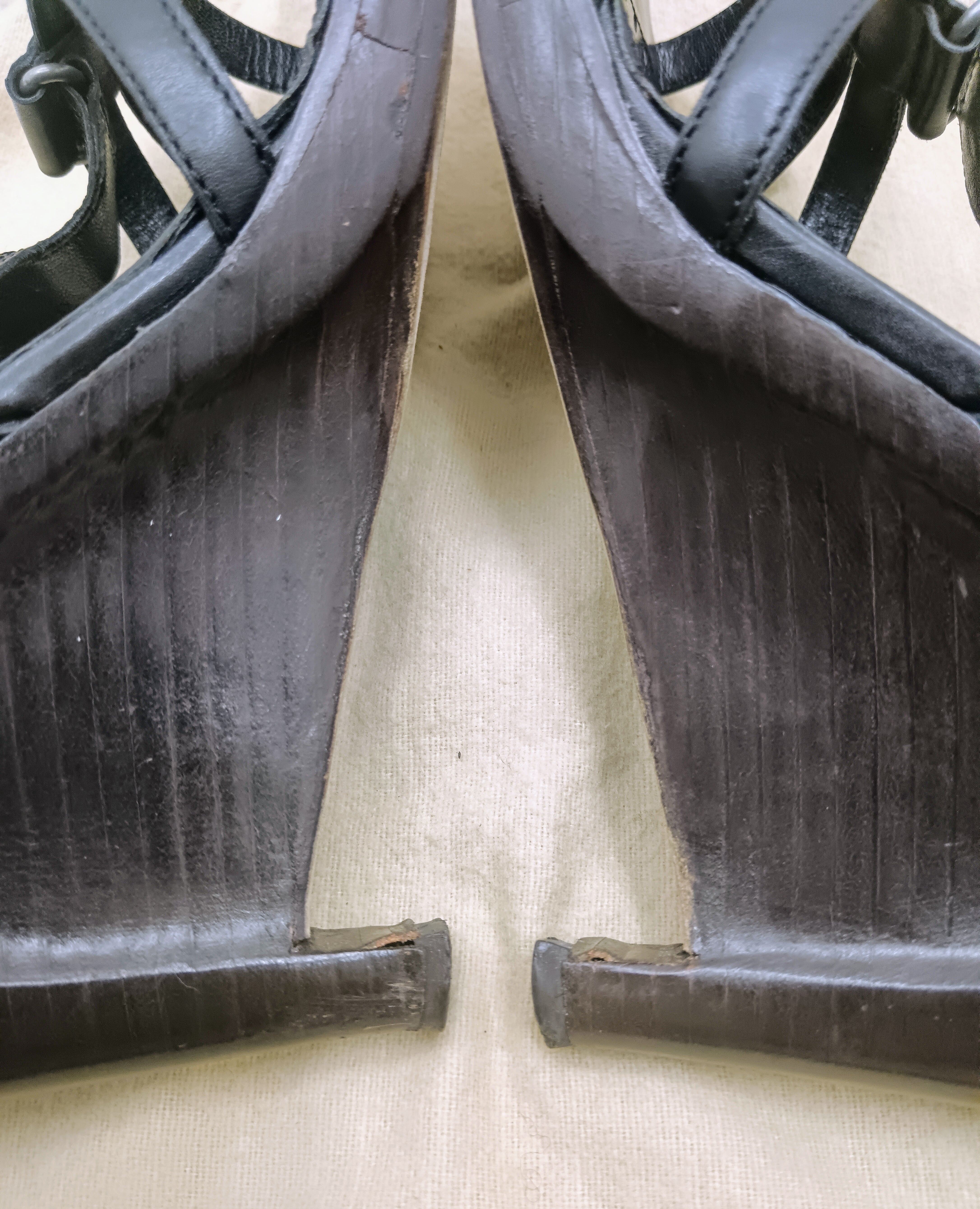 Sergio Rossi – Sandali Donna Legno e Pelle Nera