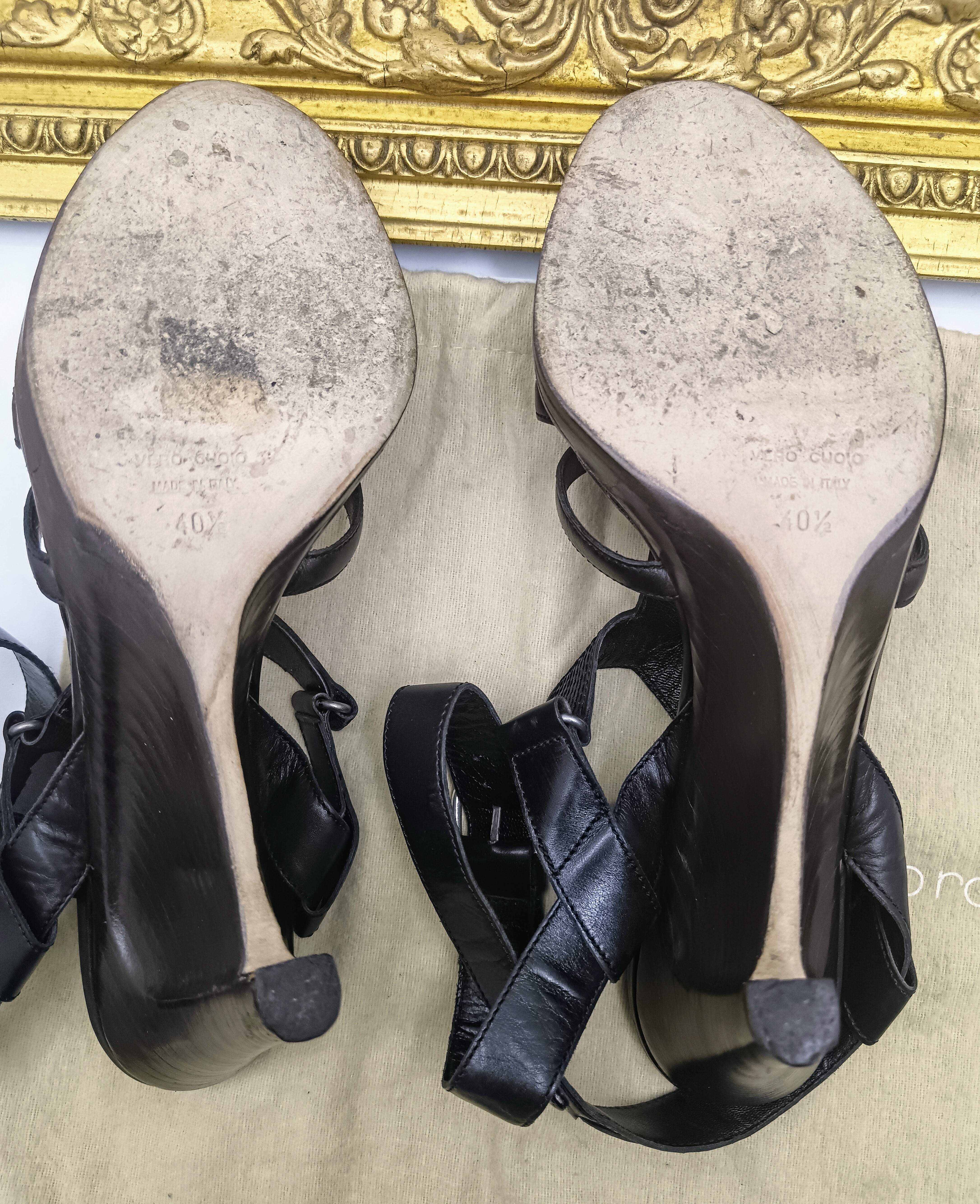 Sergio Rossi – Sandali Donna Legno e Pelle Nera