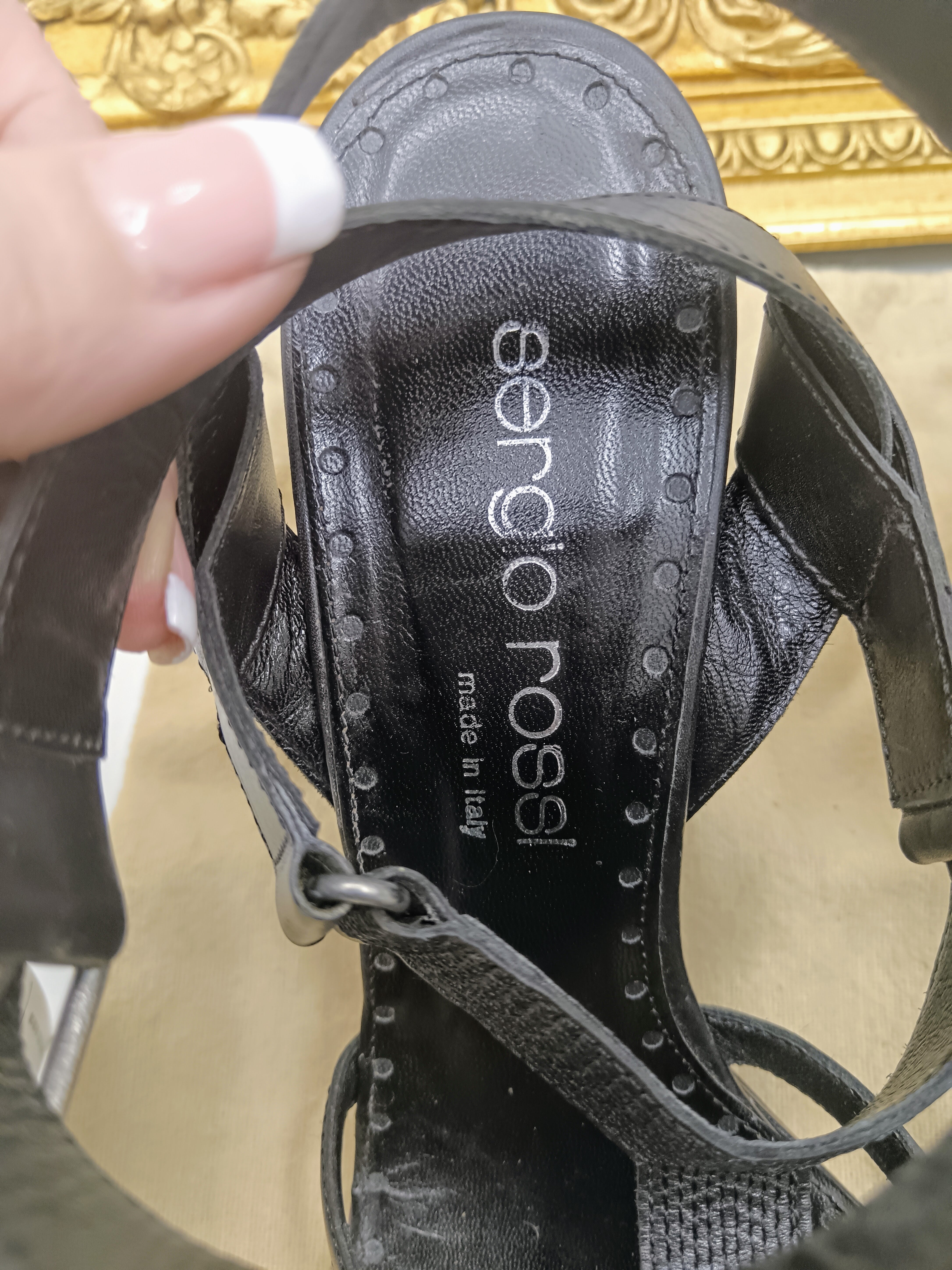 Sergio Rossi – Sandali Donna Legno e Pelle Nera