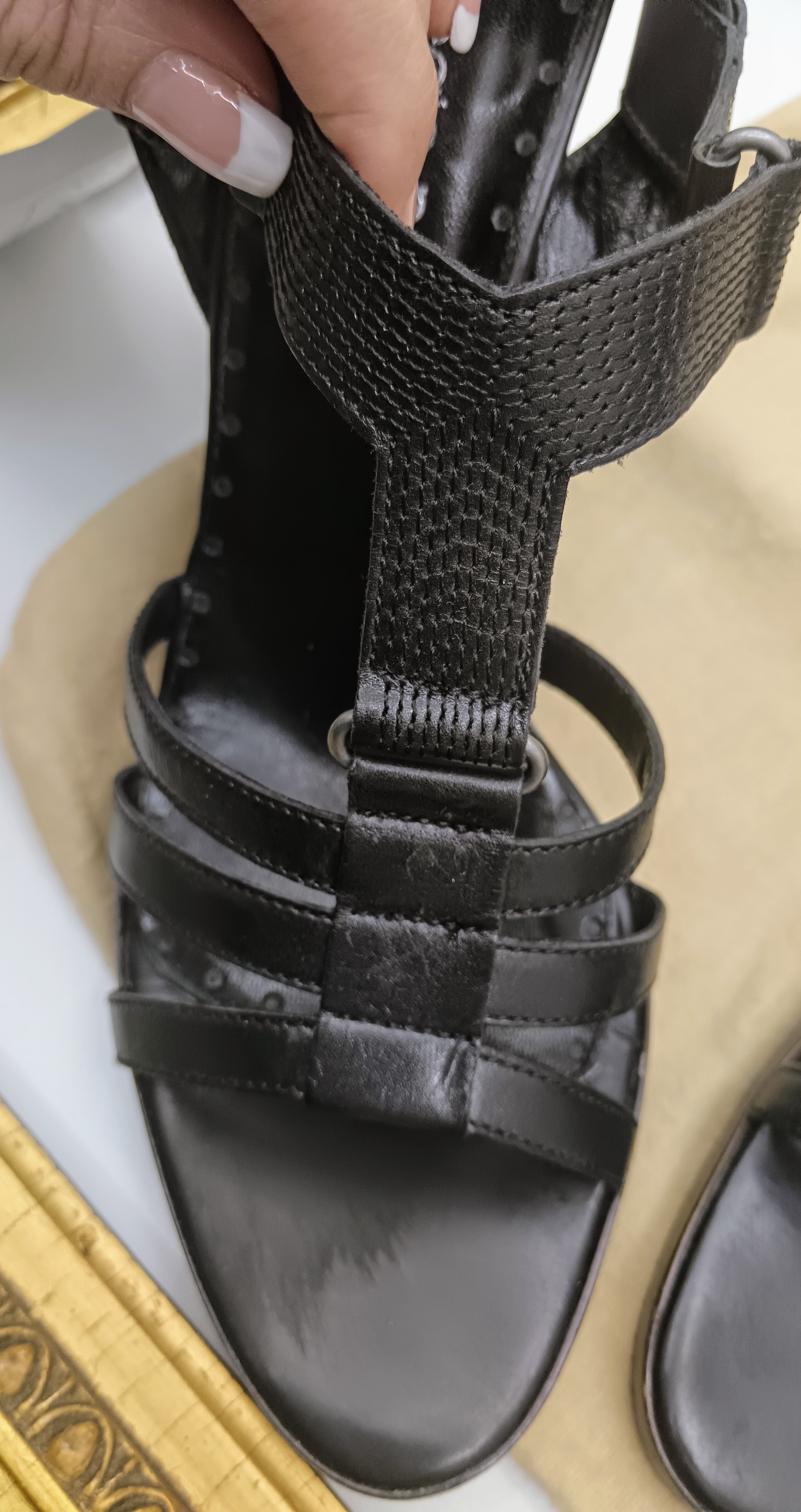 Sergio Rossi – Sandali Donna Legno e Pelle Nera