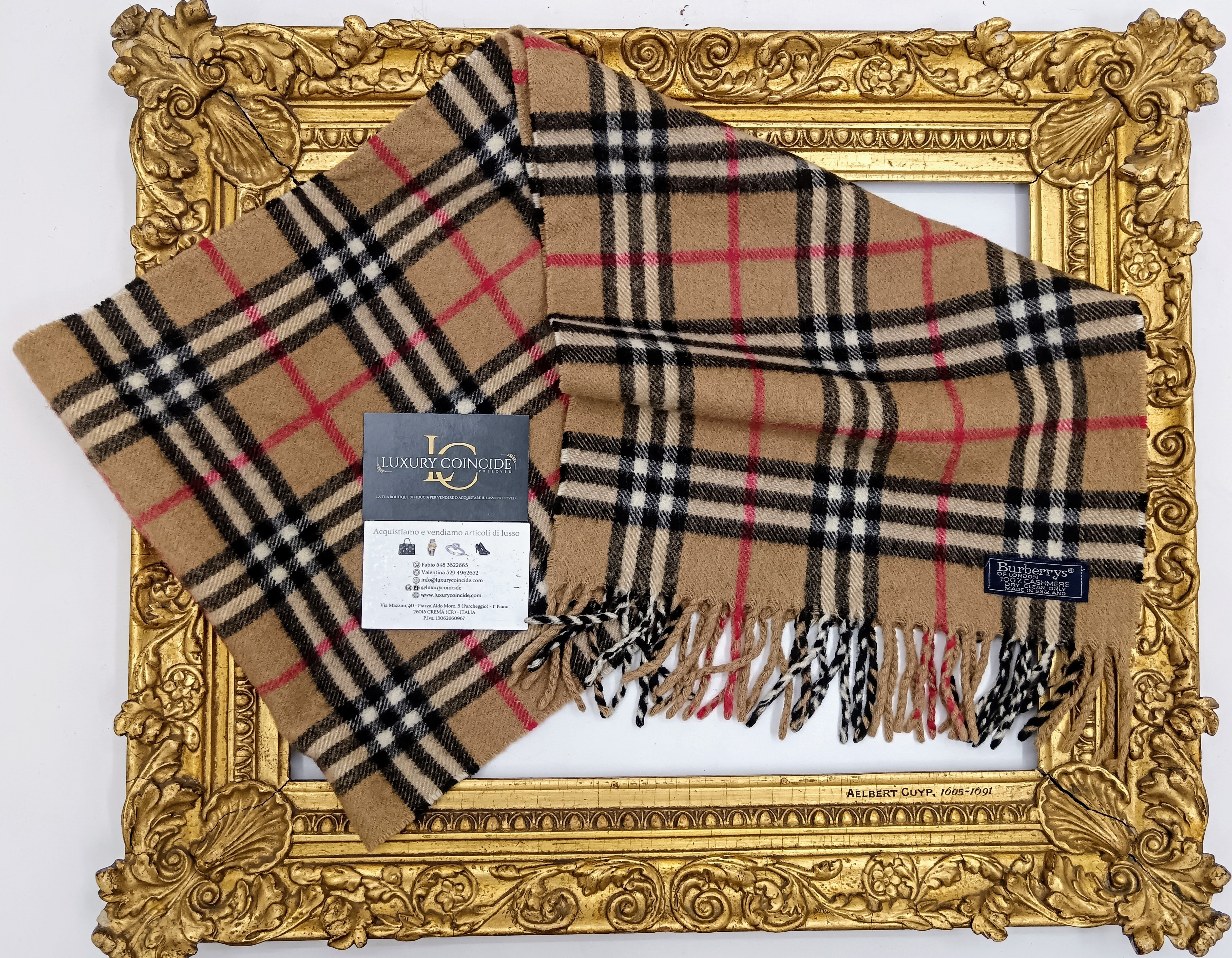 Burberry – Sciarpa in Cashmere Check Beige