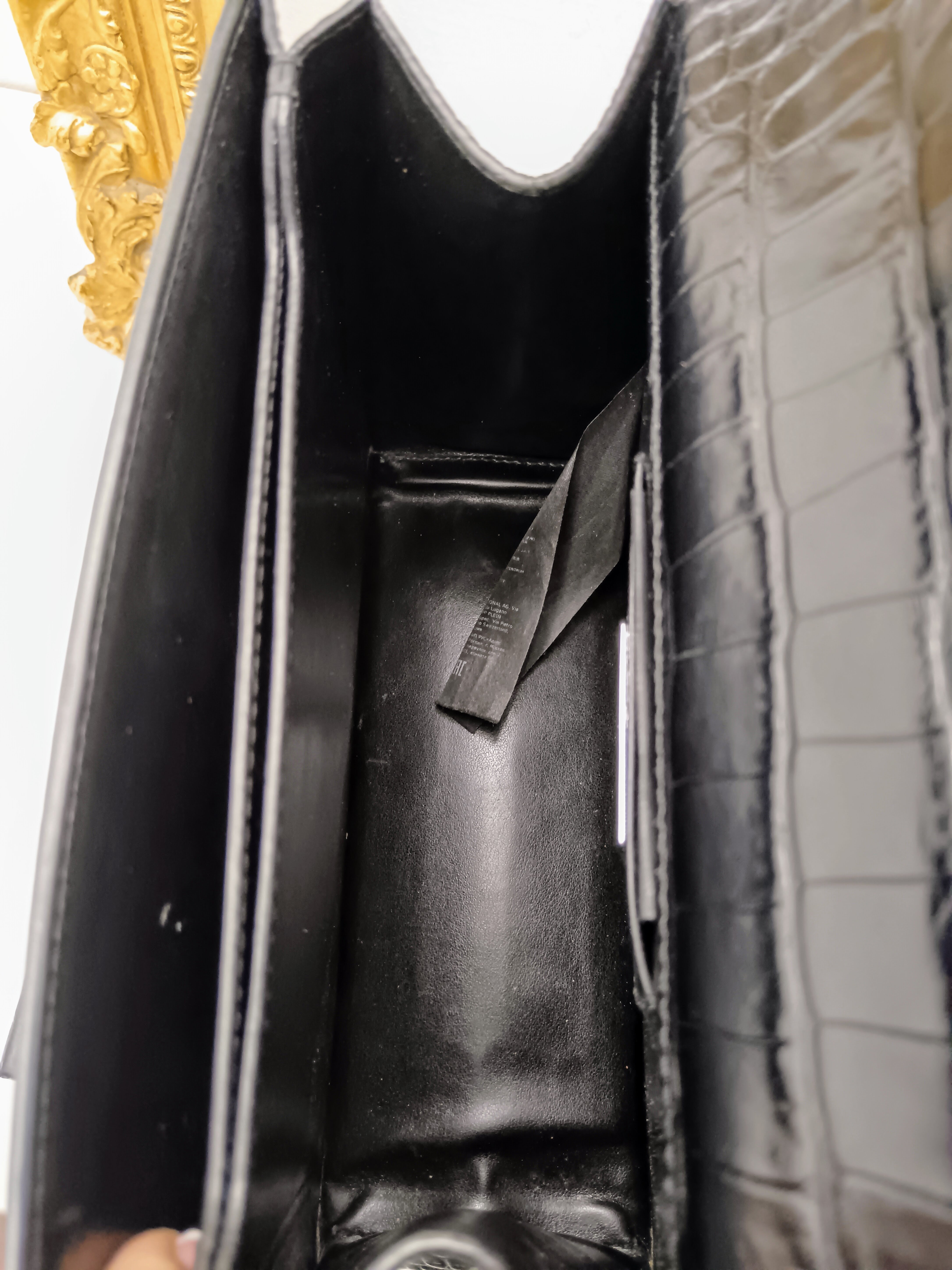 Philipp Plein – Hexagon Tote Bag stampa coccodrillo nero