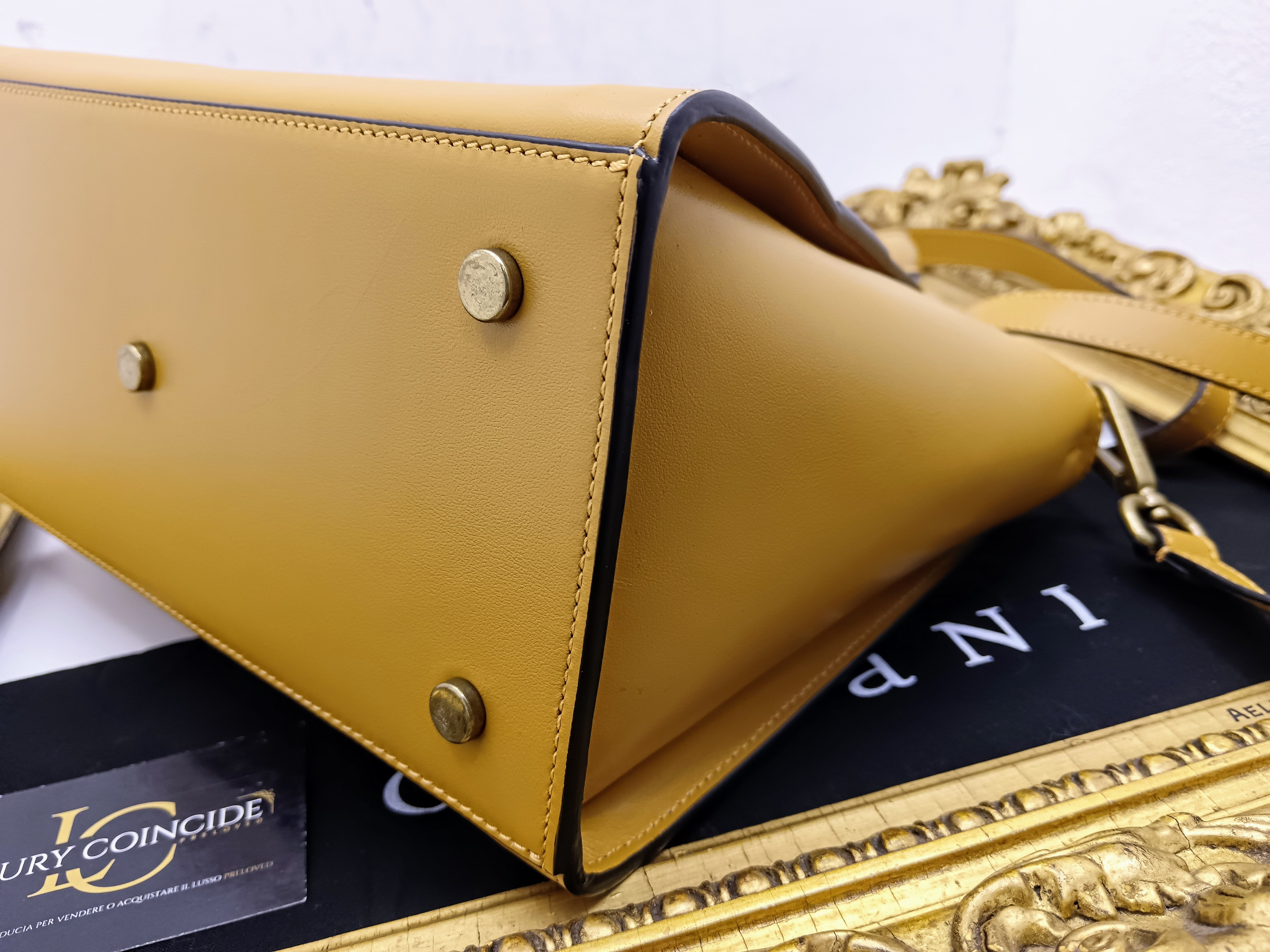 Orciani - Tote Bag “Ofelia Liberty” Media in Pelle Senape NUOVA Full Set