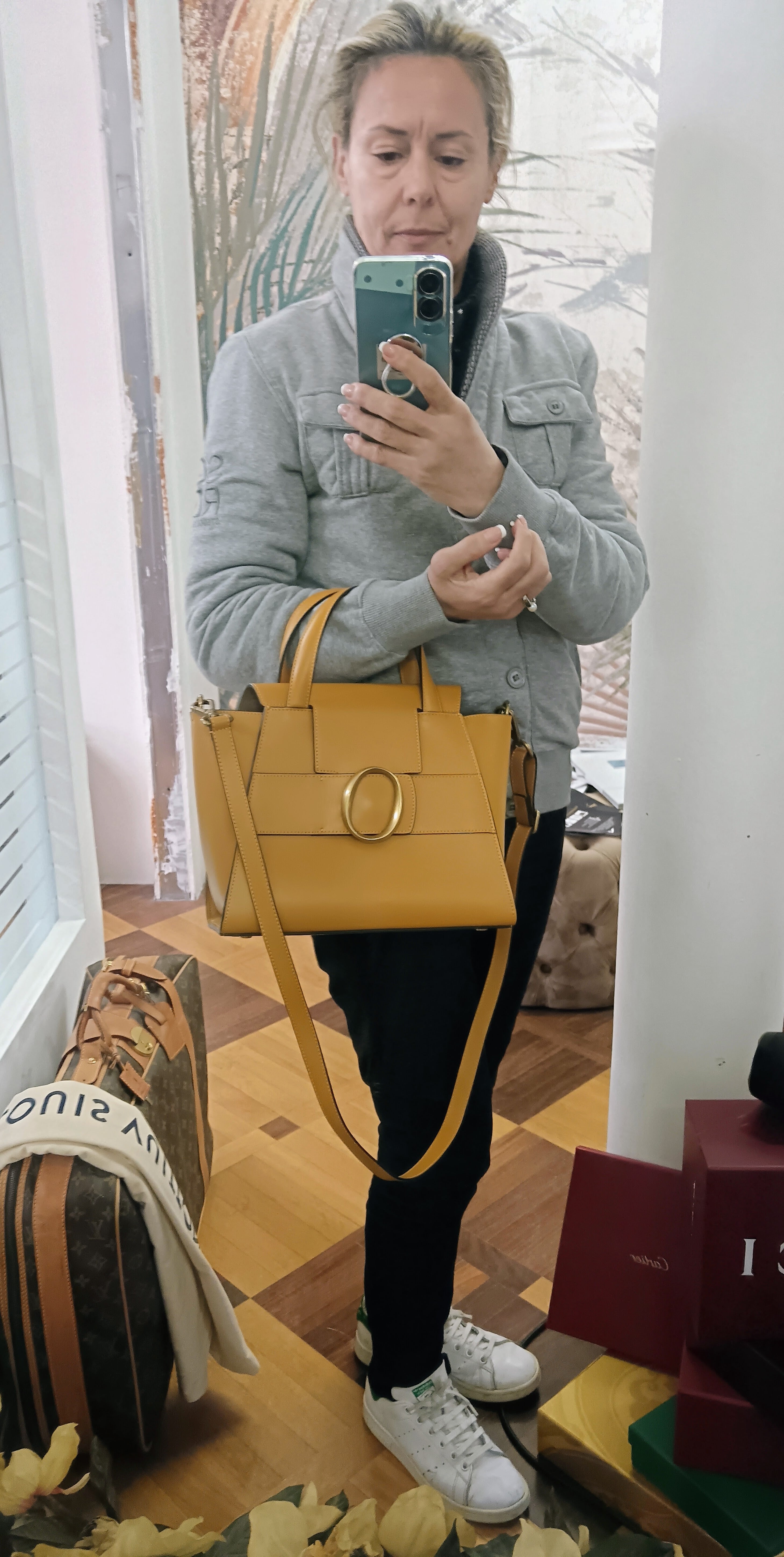 Orciani - Tote Bag “Ofelia Liberty” Media in Pelle Senape NUOVA Full Set