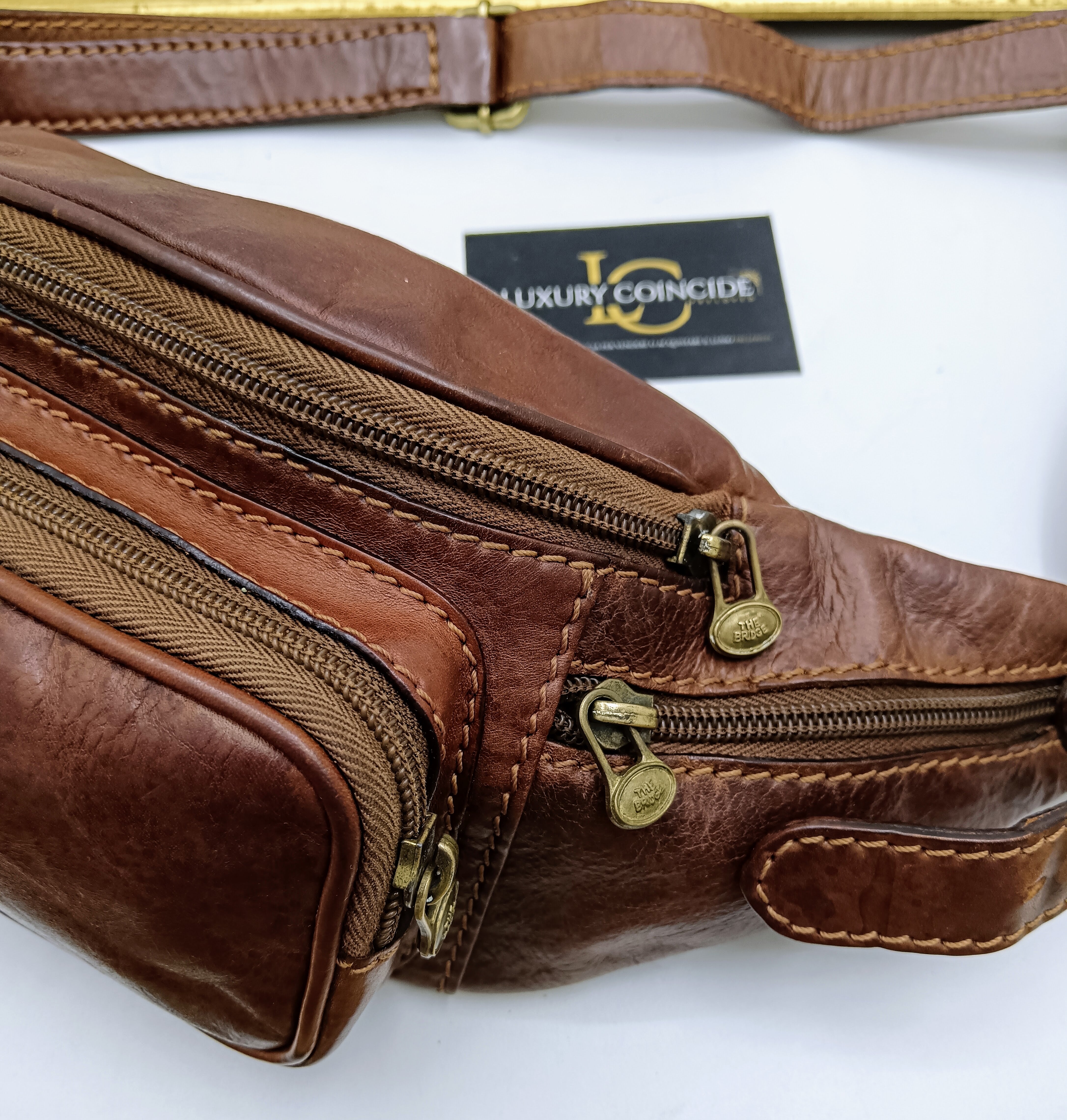 The Bridge - Marsupio Linea Story Pelle Marrone Misura Grande con Taschine Laterali
