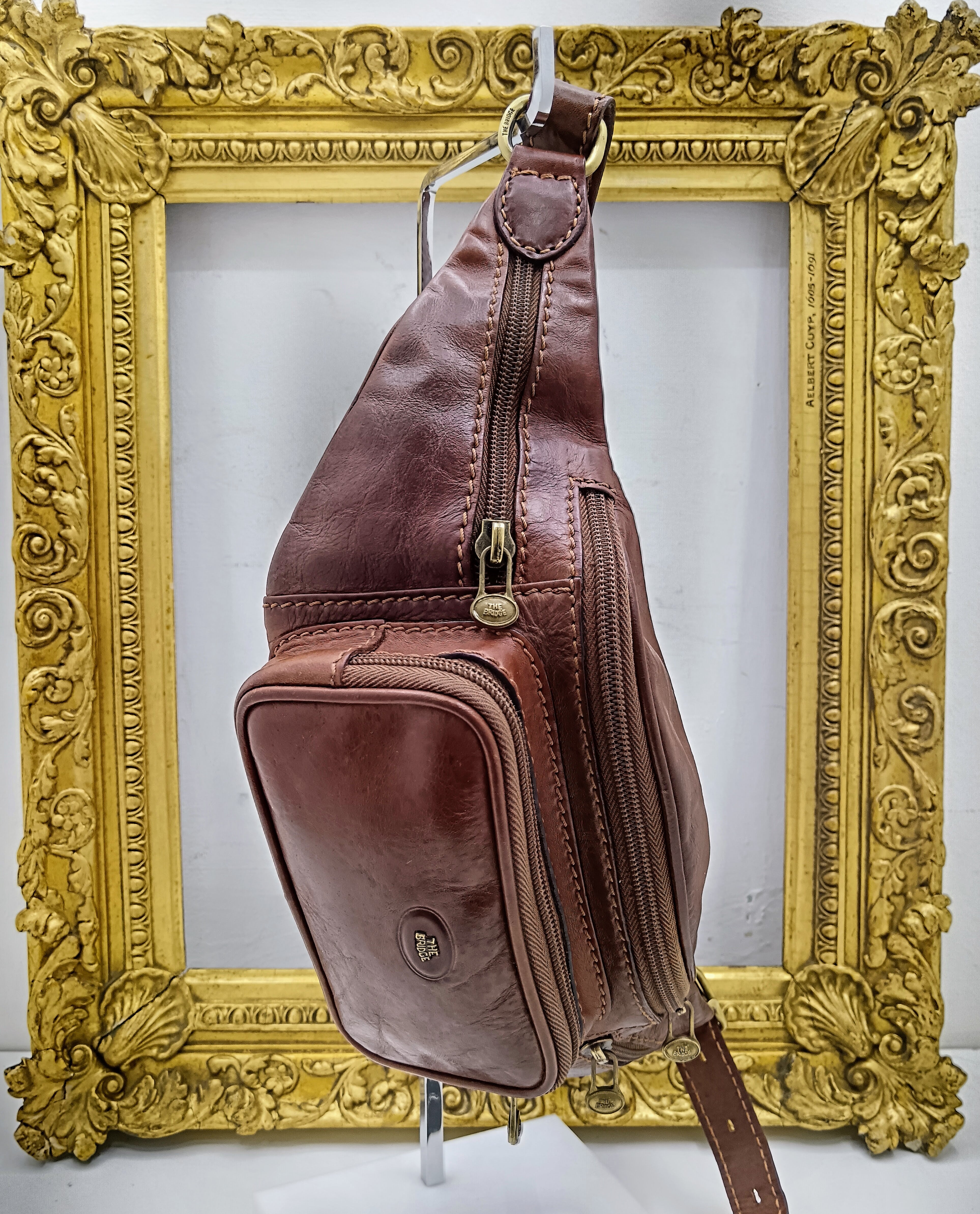 The Bridge - Marsupio Linea Story Pelle Marrone Misura Grande con Taschine Laterali