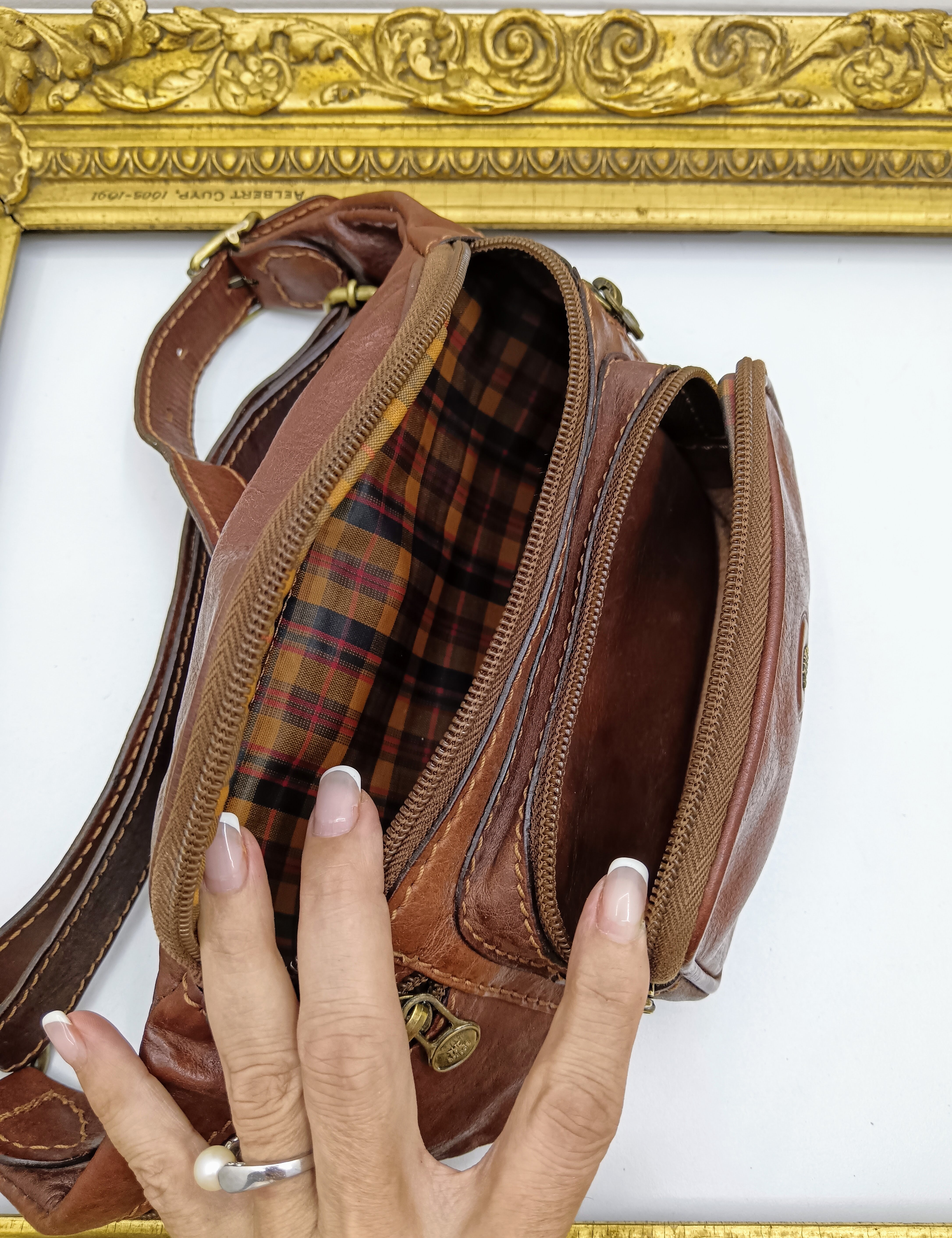 The Bridge – Marsupio Grande con Taschine Laterali Linea Story in Pelle Marrone