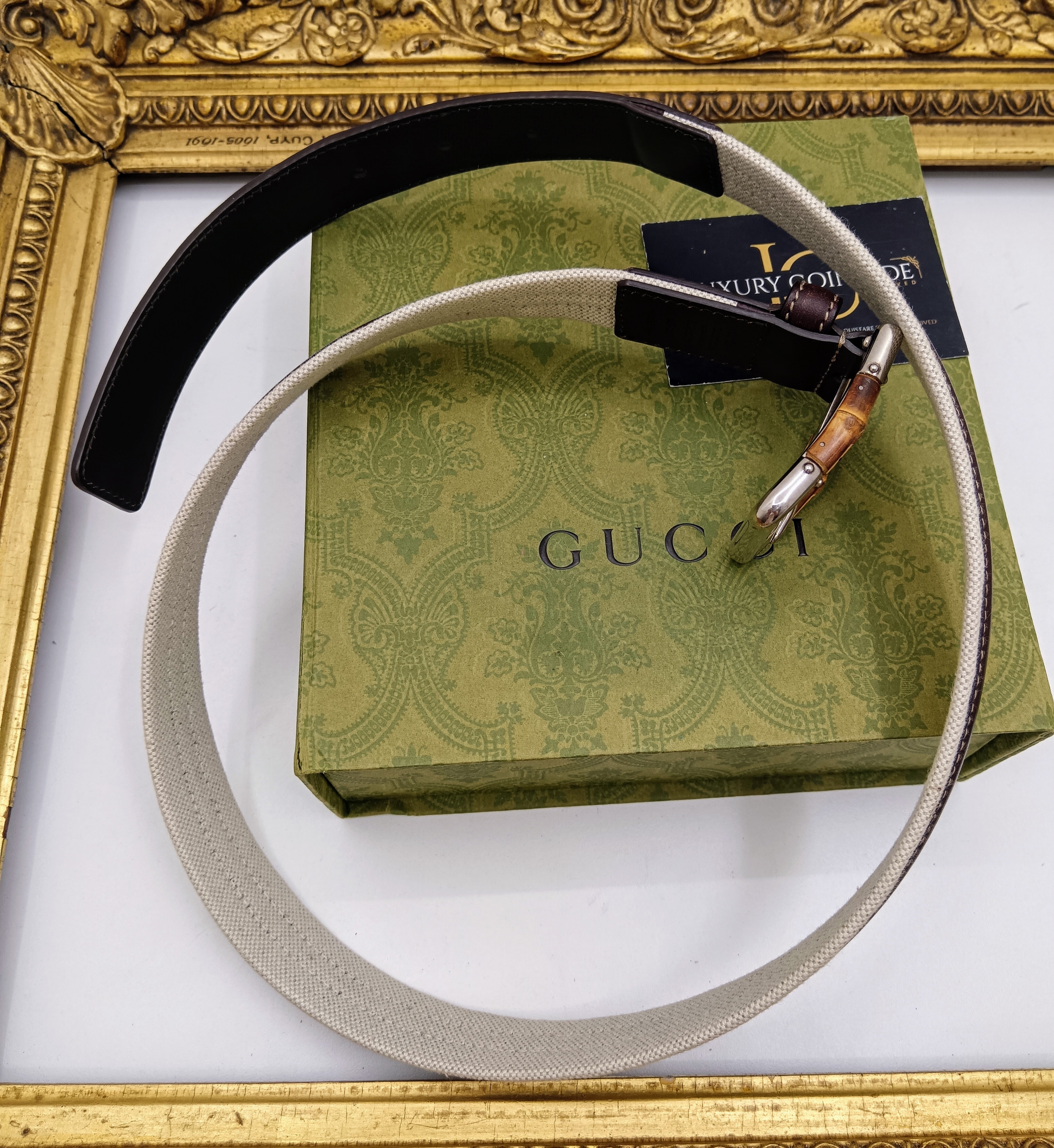 Gucci – Cintura bicolore unisex pelle e tessuto misura 85-34