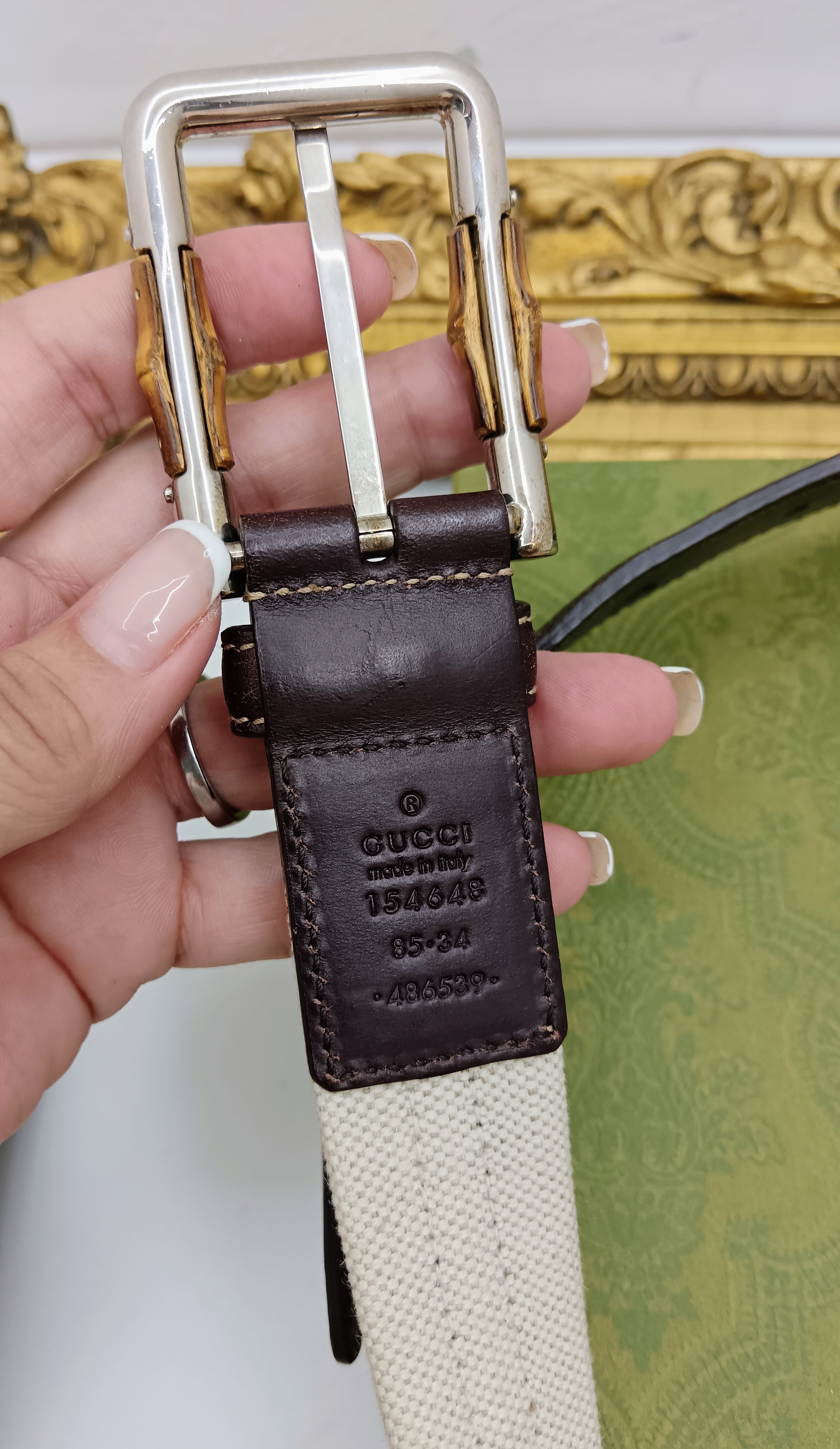 Gucci – Cintura bicolore unisex pelle e tessuto misura 85-34
