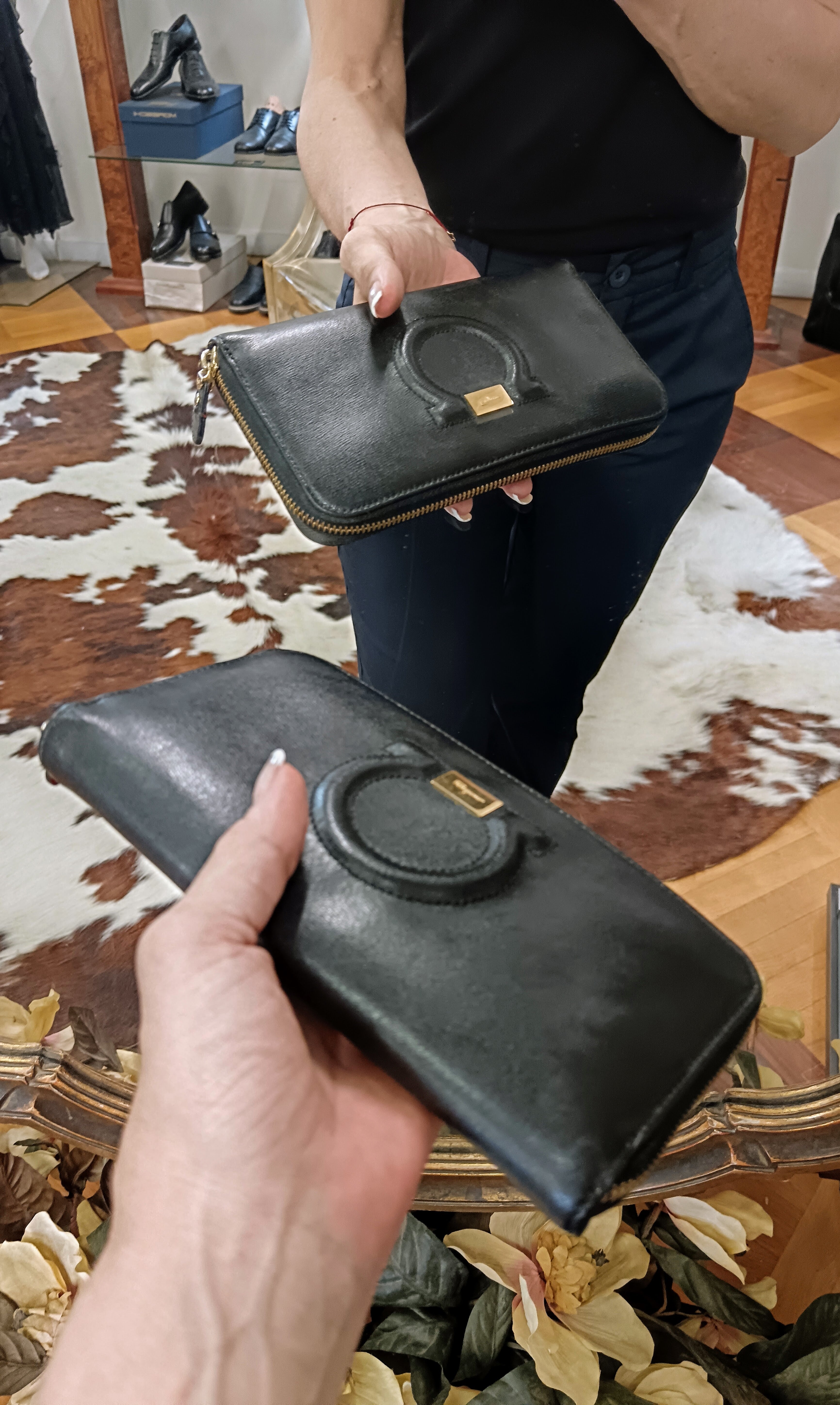 Ferragamo Salvatore – Portafoglio Continental Big Logo pelle nera