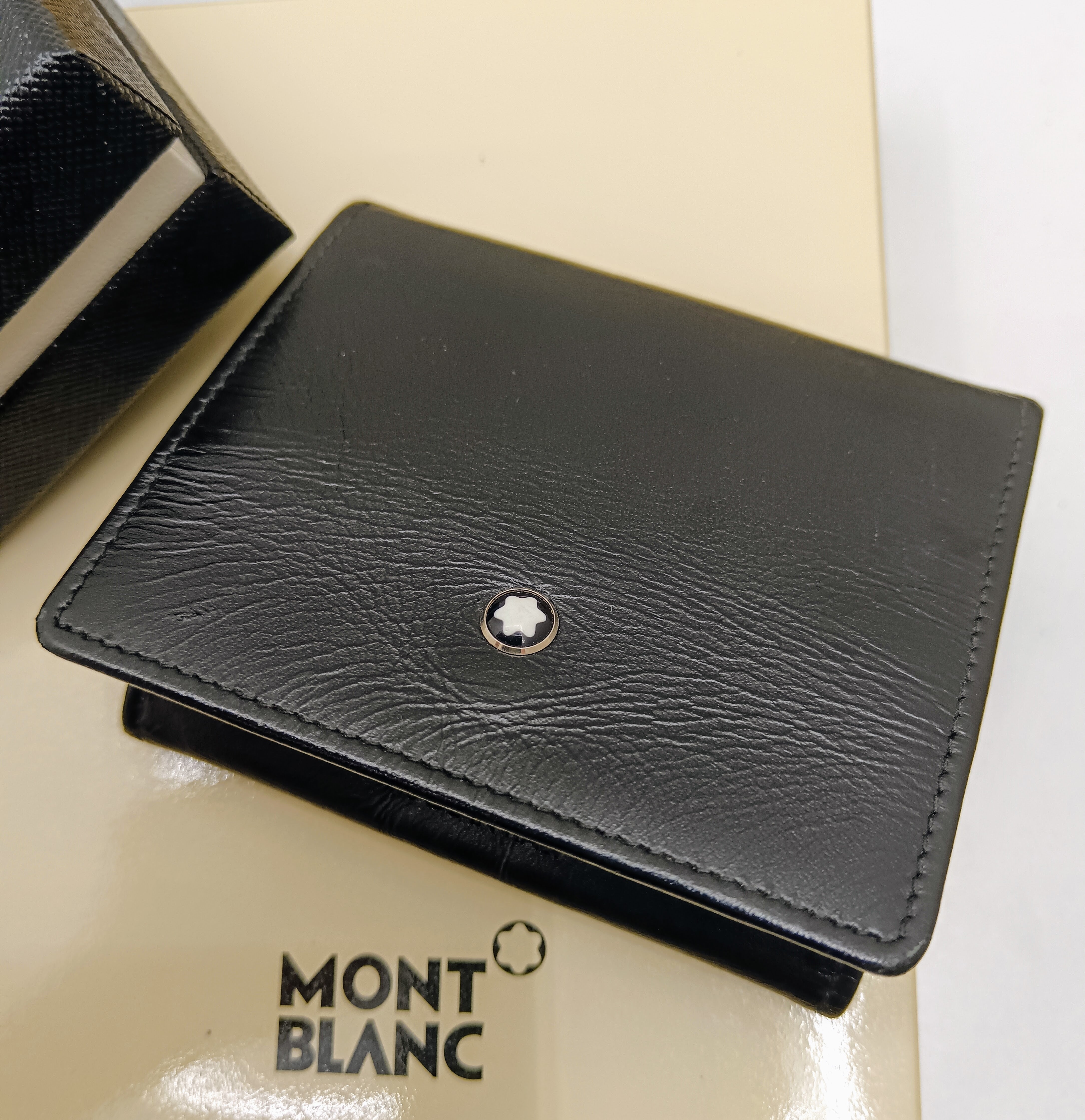 Montblanc Portamonete Pelle Nera Nuovo Full Set