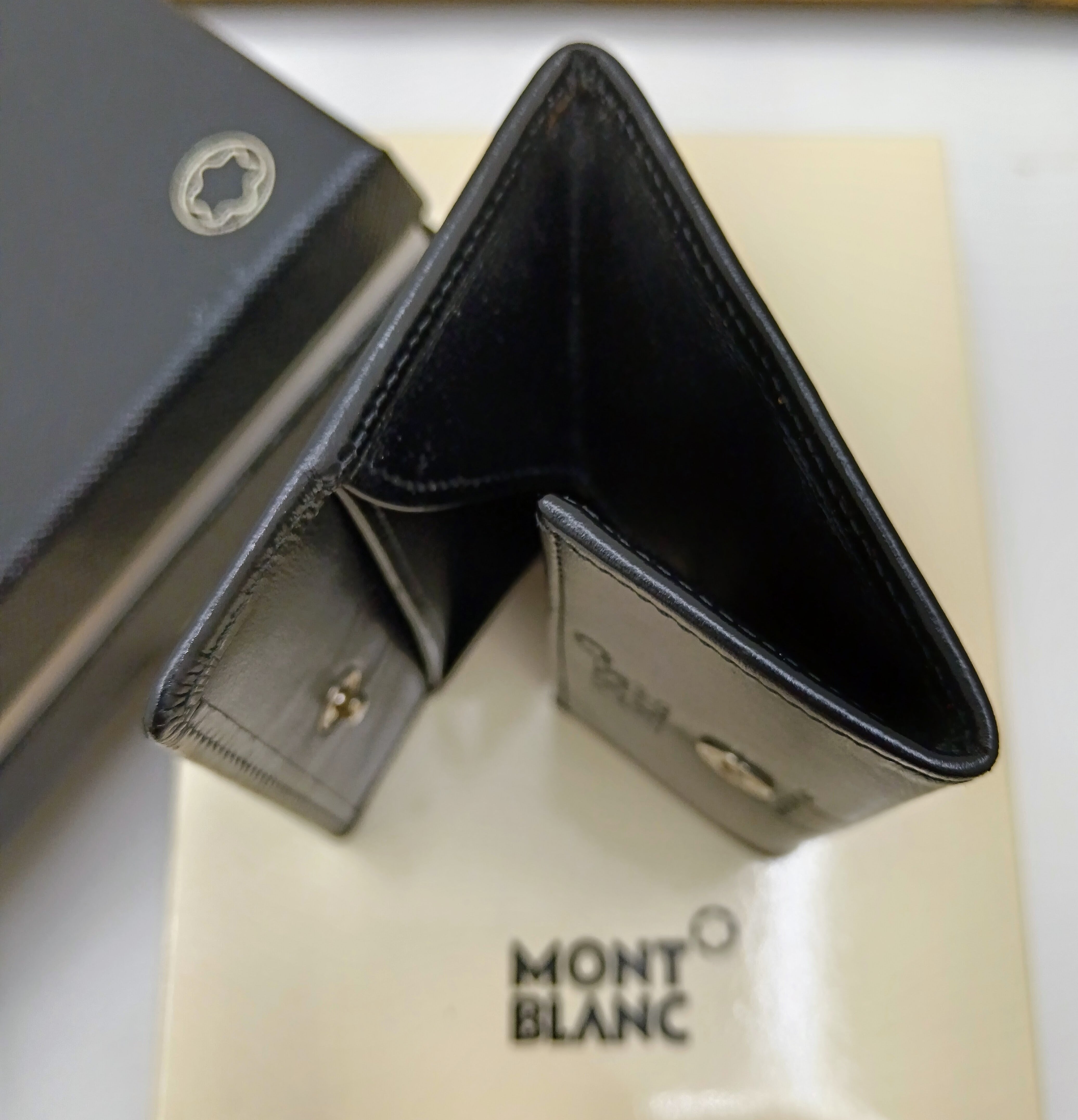 Montblanc Portamonete Pelle Nera Nuovo Full Set