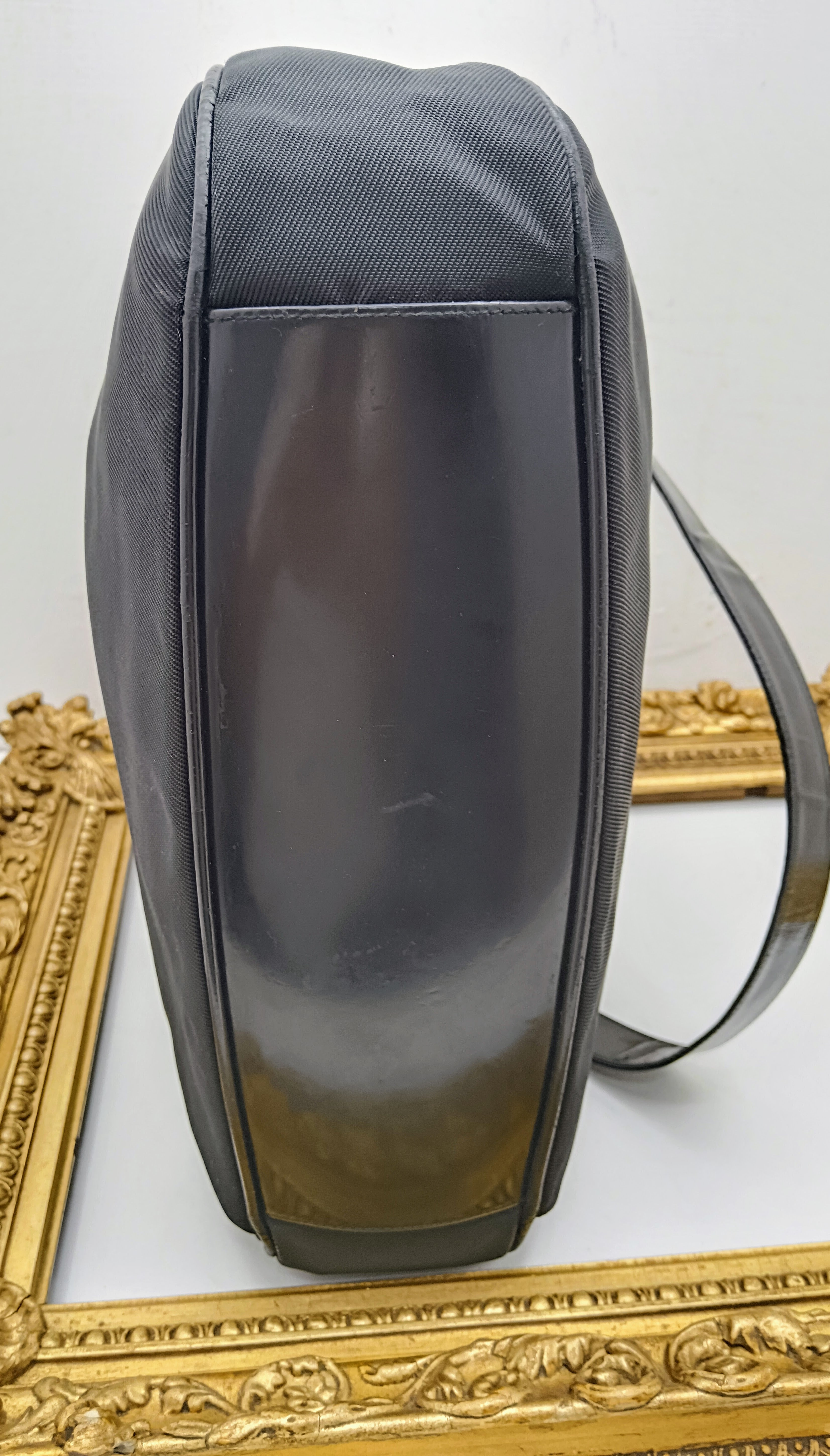 Gucci – Borsa a spalla Bamboo in tessuto e pelle nera Vintage