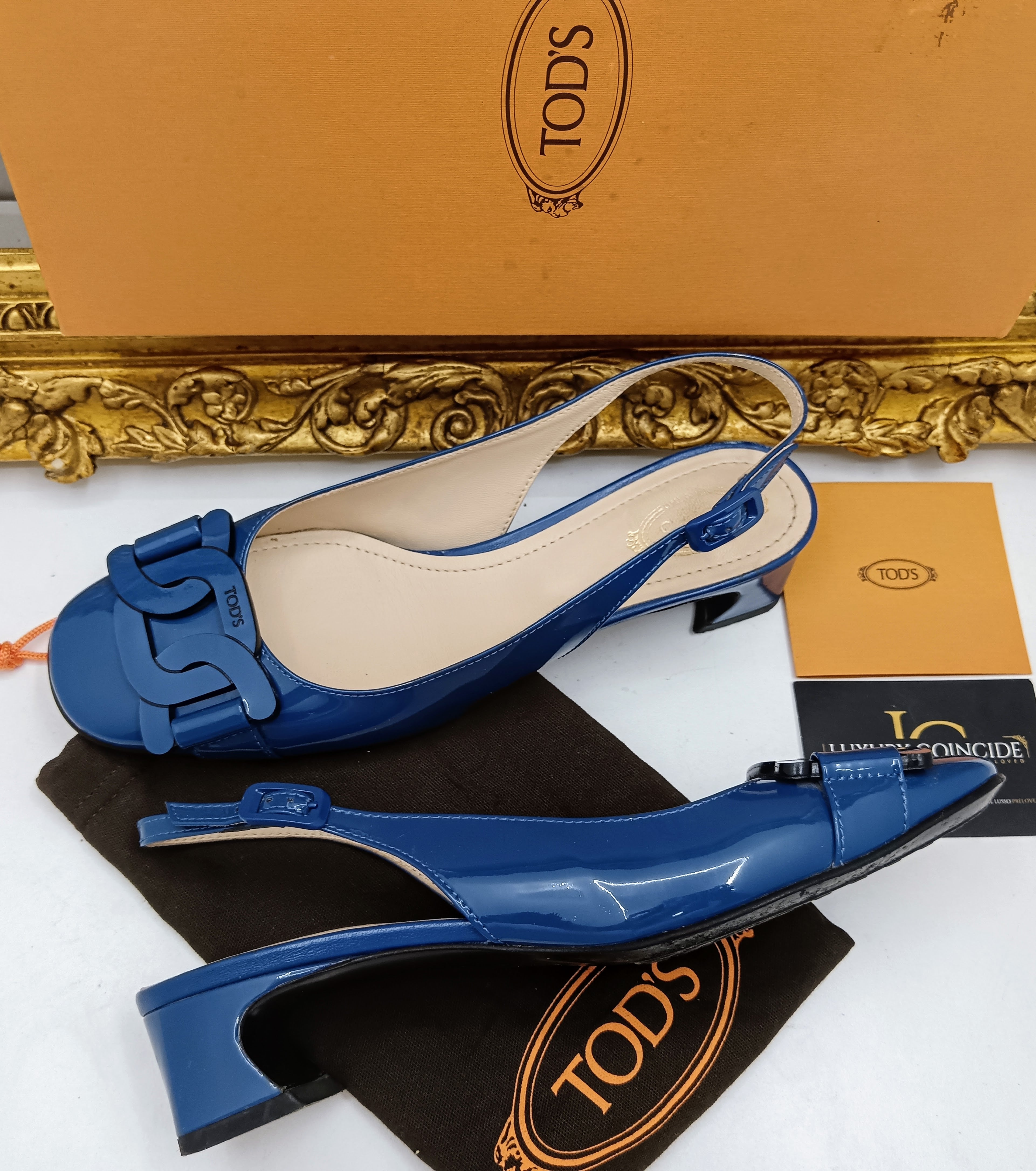 Tod’s - Slingback Kate Sandali Catena Vernice Bluette