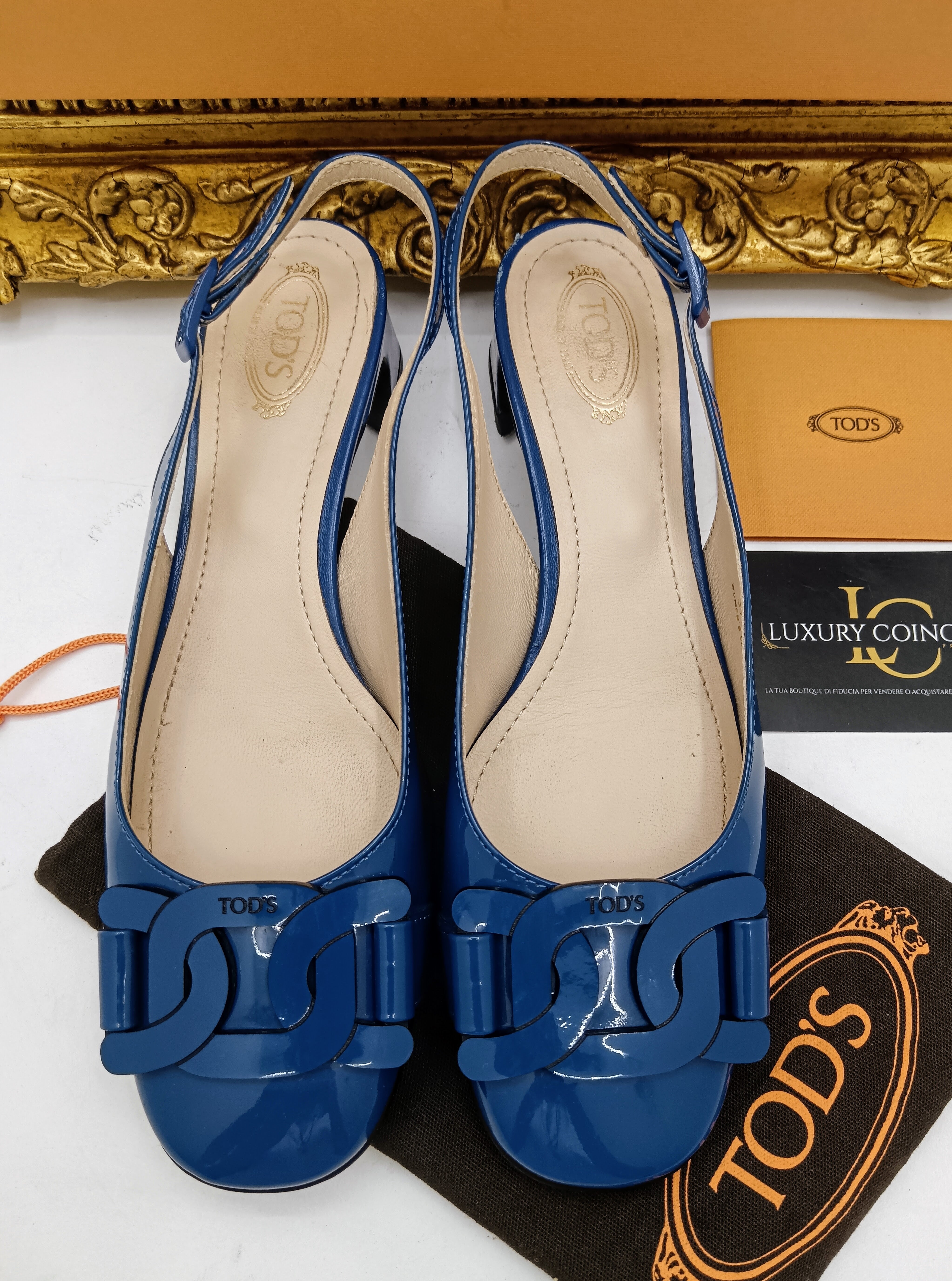 Tod’s - Slingback Kate Sandali Catena Vernice Bluette
