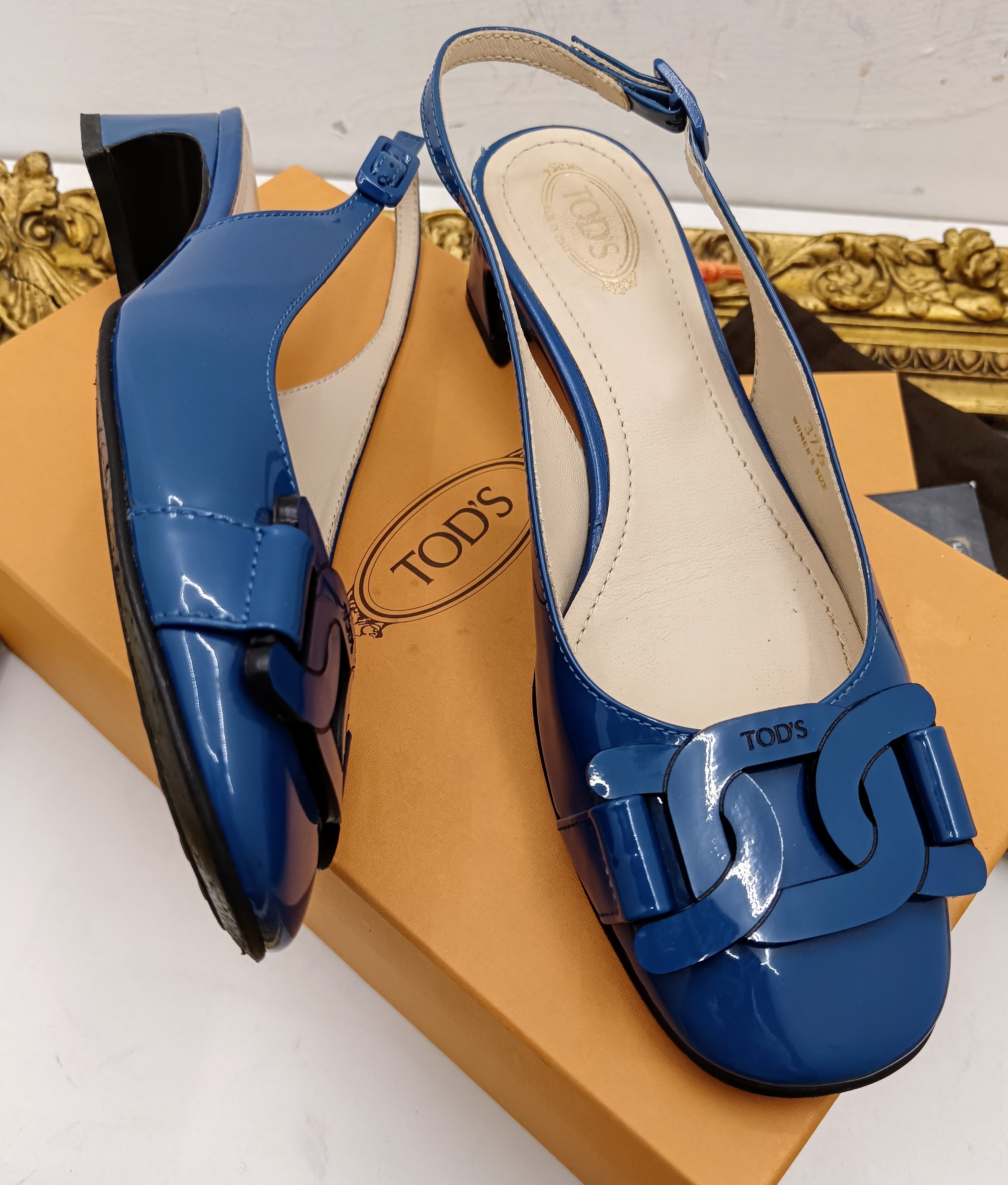 Tod’s - Slingback Kate Sandali Catena Vernice Bluette
