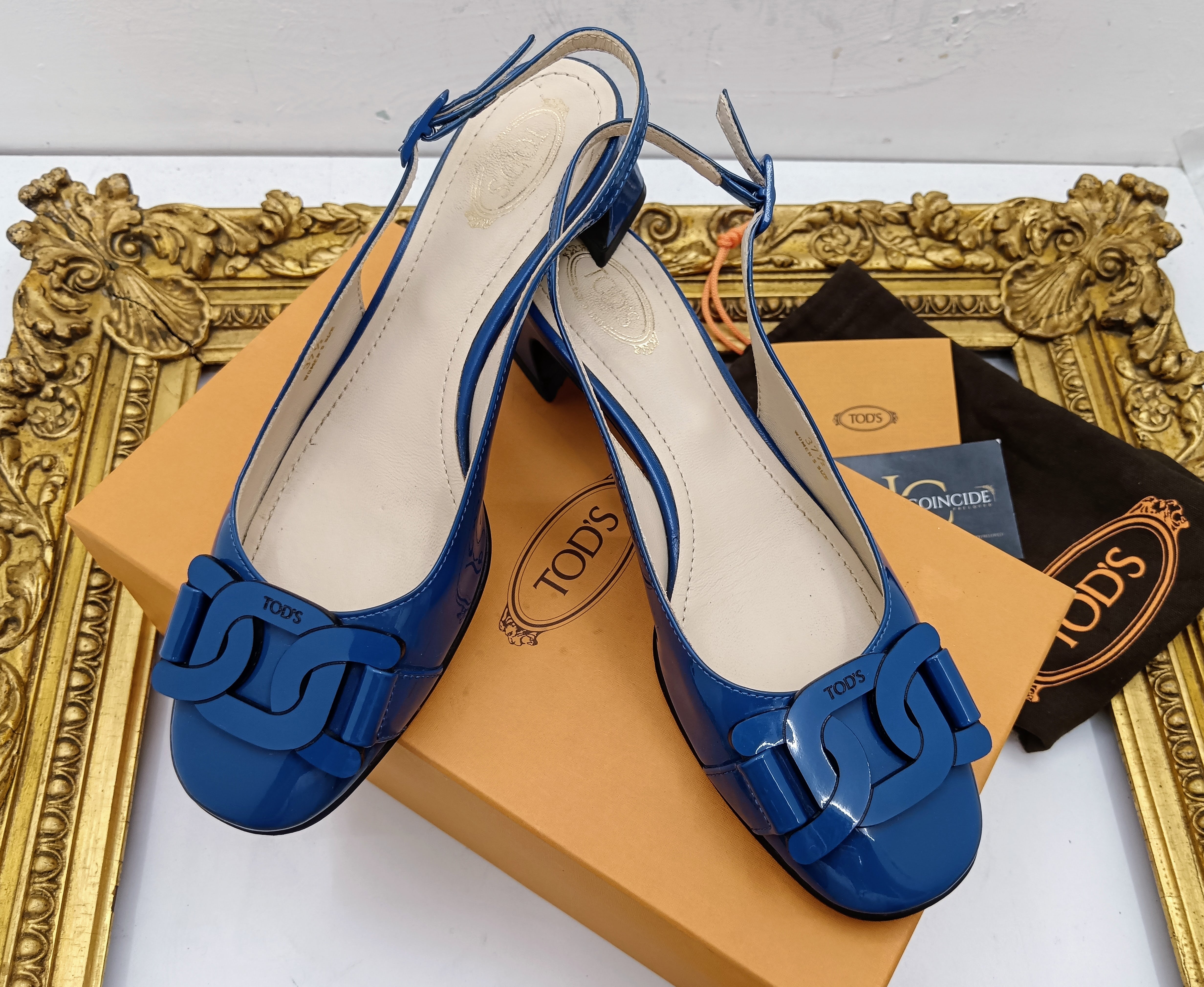 Tod’s - Slingback Kate Sandali Catena Vernice Bluette