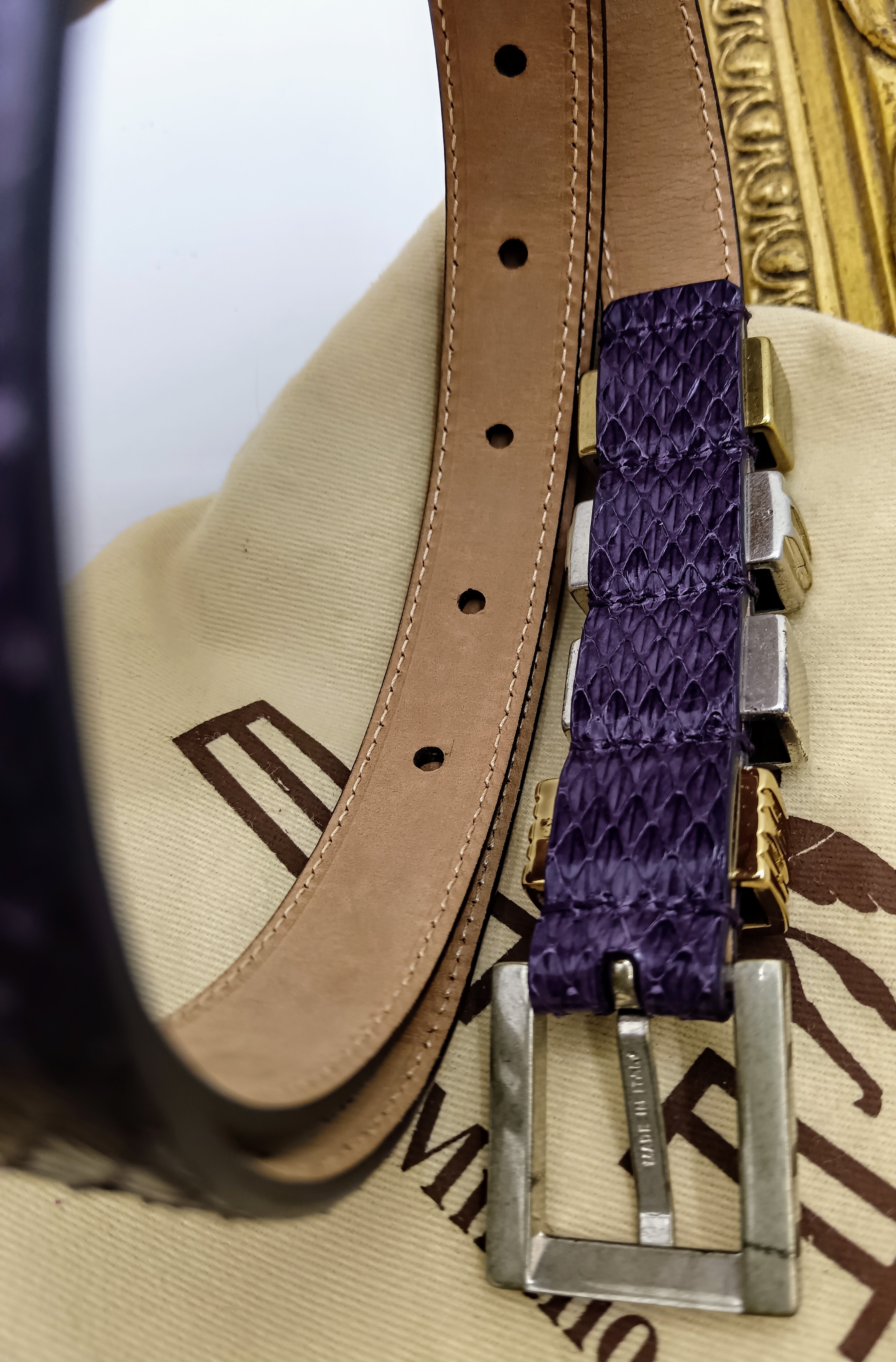 Etro – Cintura donna in vera pelle di lucertola nuova