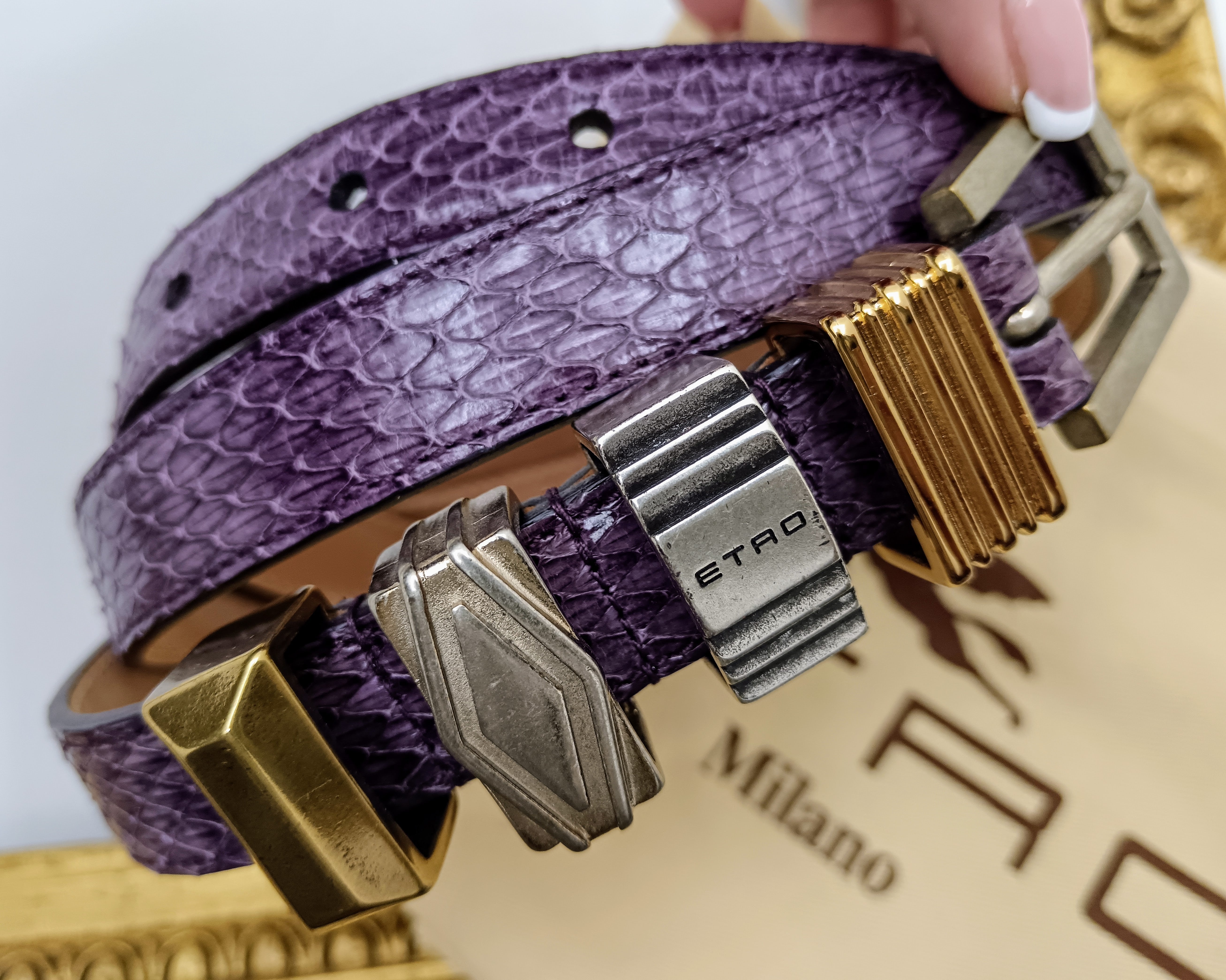 Etro – Cintura donna in vera pelle di lucertola nuova