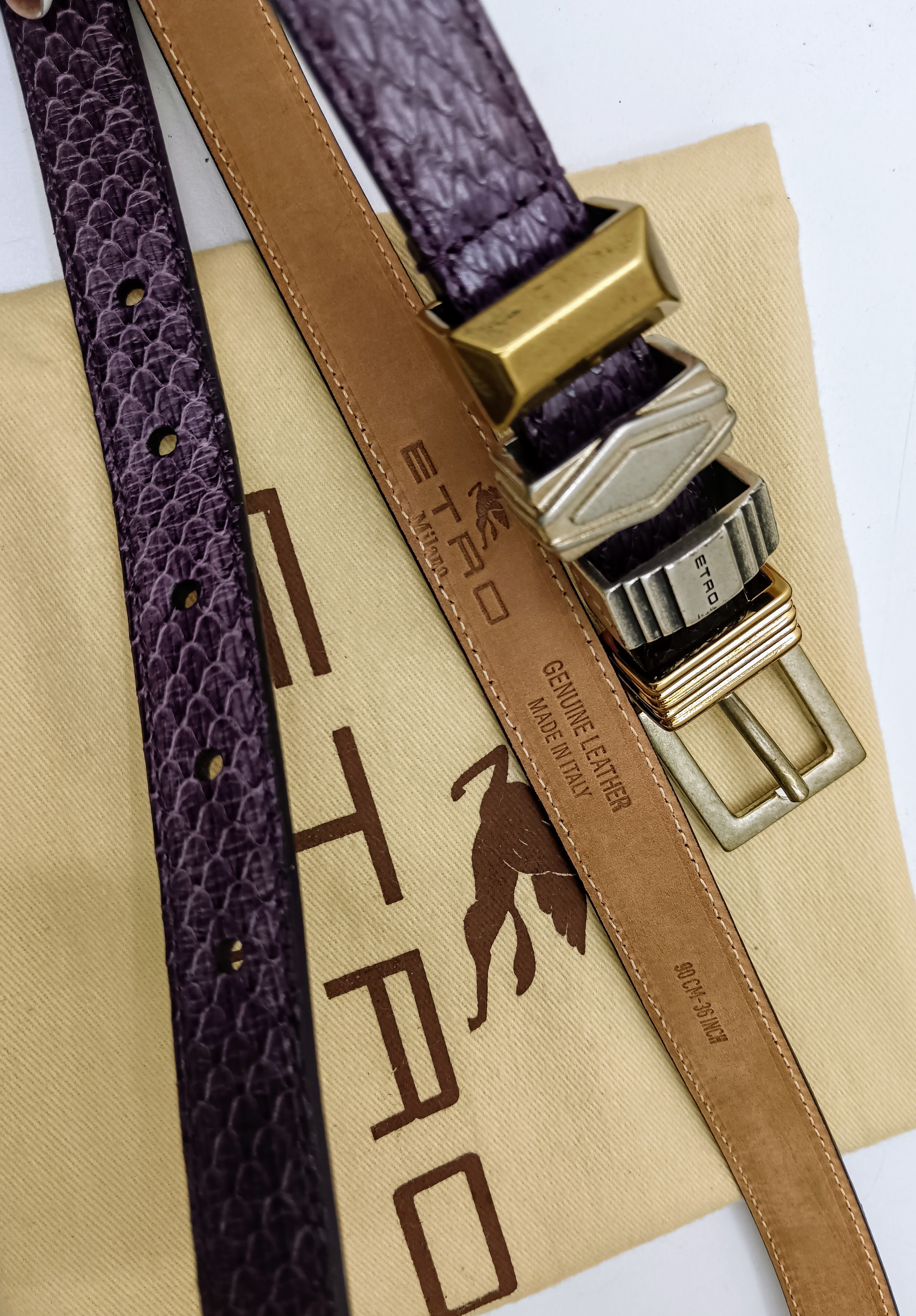 Etro – Cintura donna in vera pelle di lucertola nuova