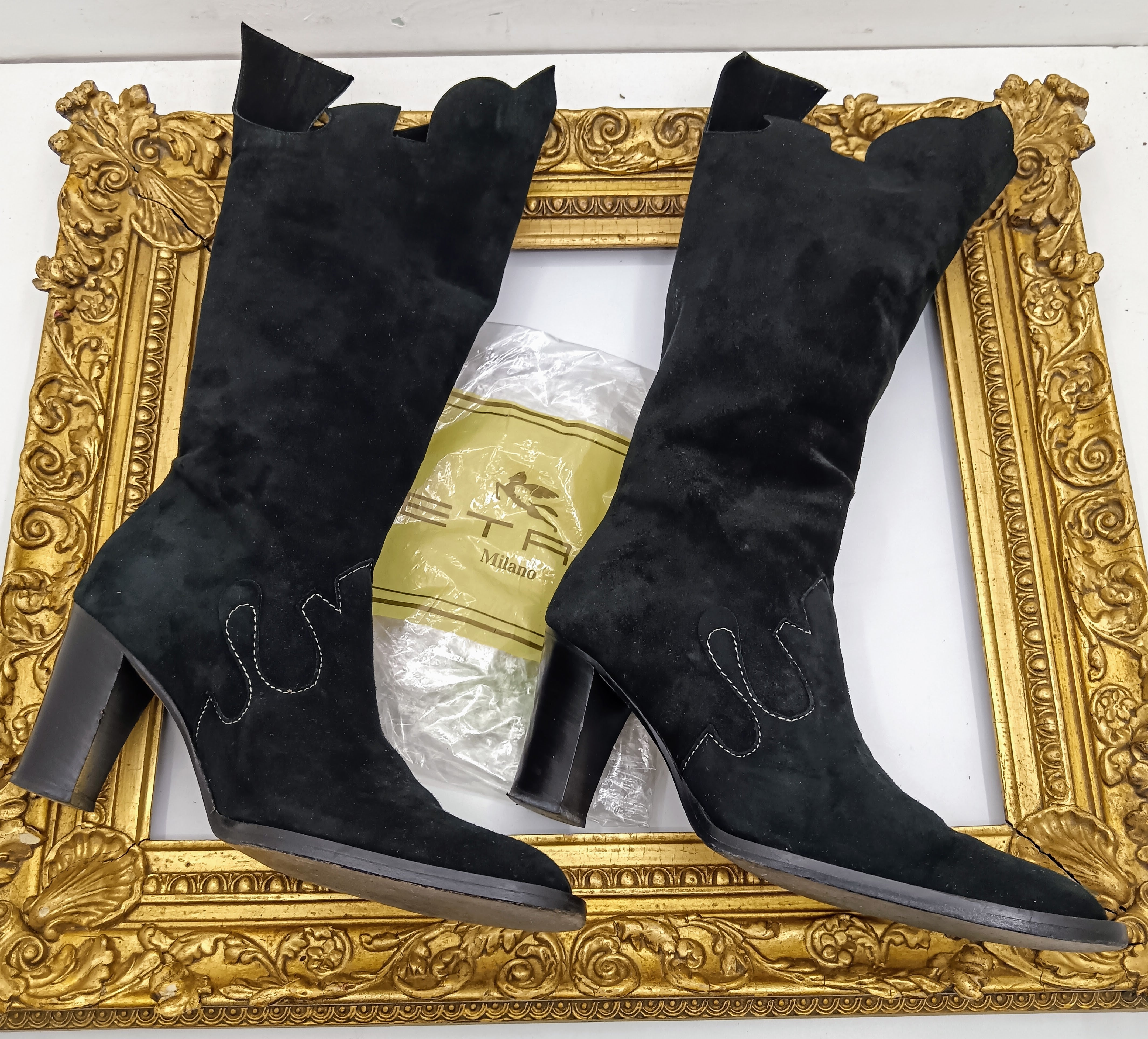 Etro – Stivali Camperos Pelle Scamosciata Nera
