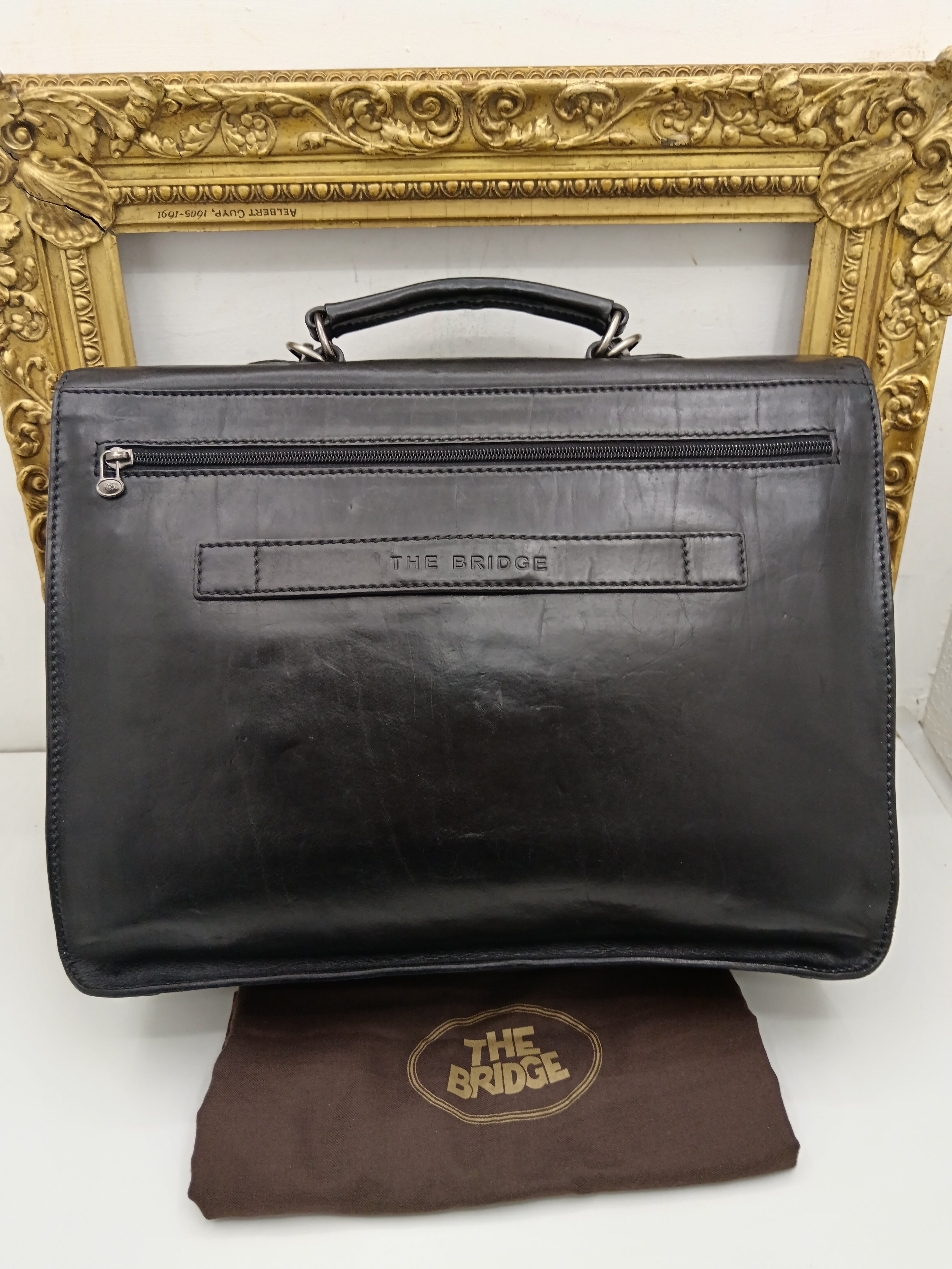 The Bridge – Cartella/Borsa lavoro pelle nera con tracolla
