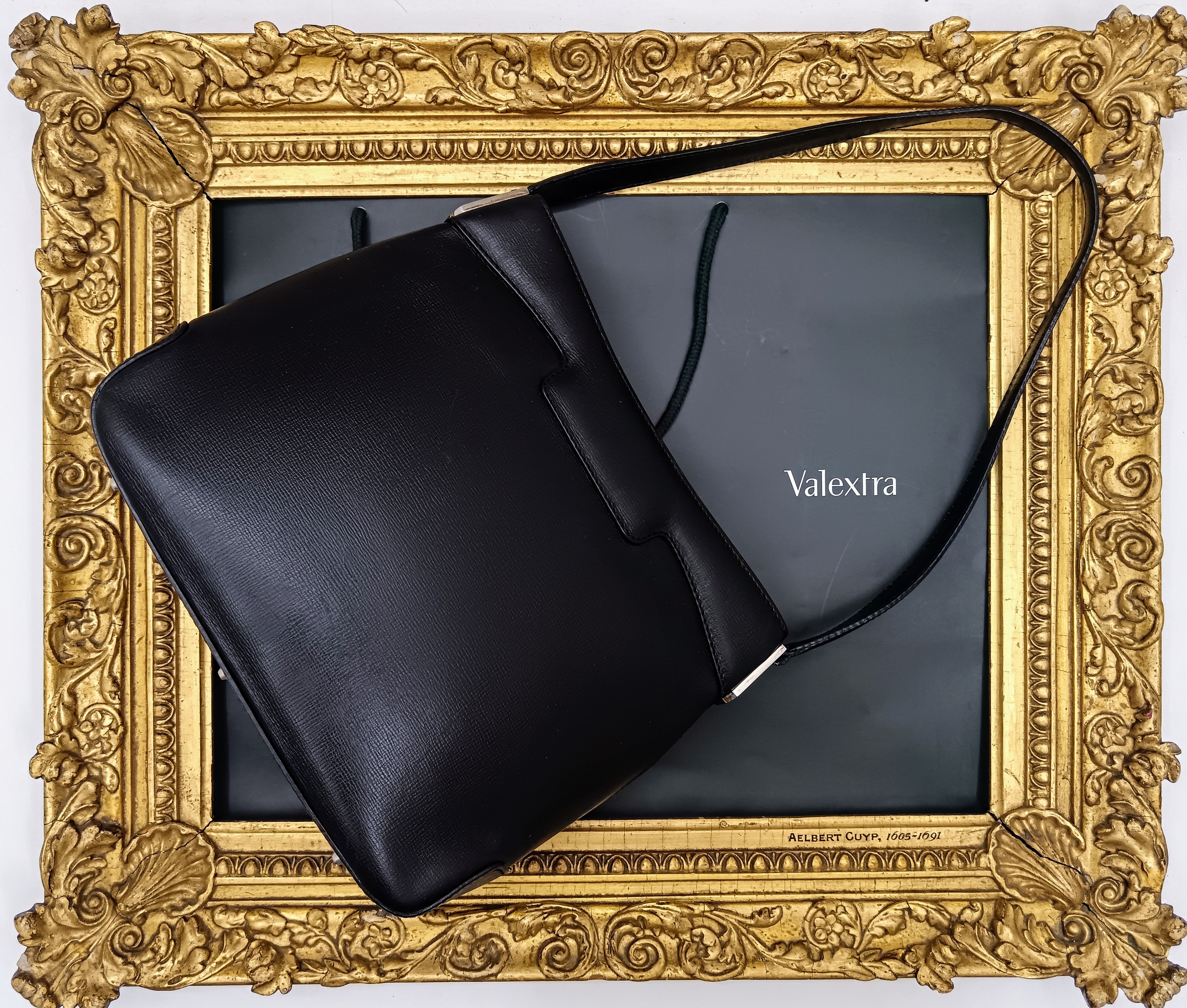 Valextra – Borsa a spalla in pelle Millepunte nera