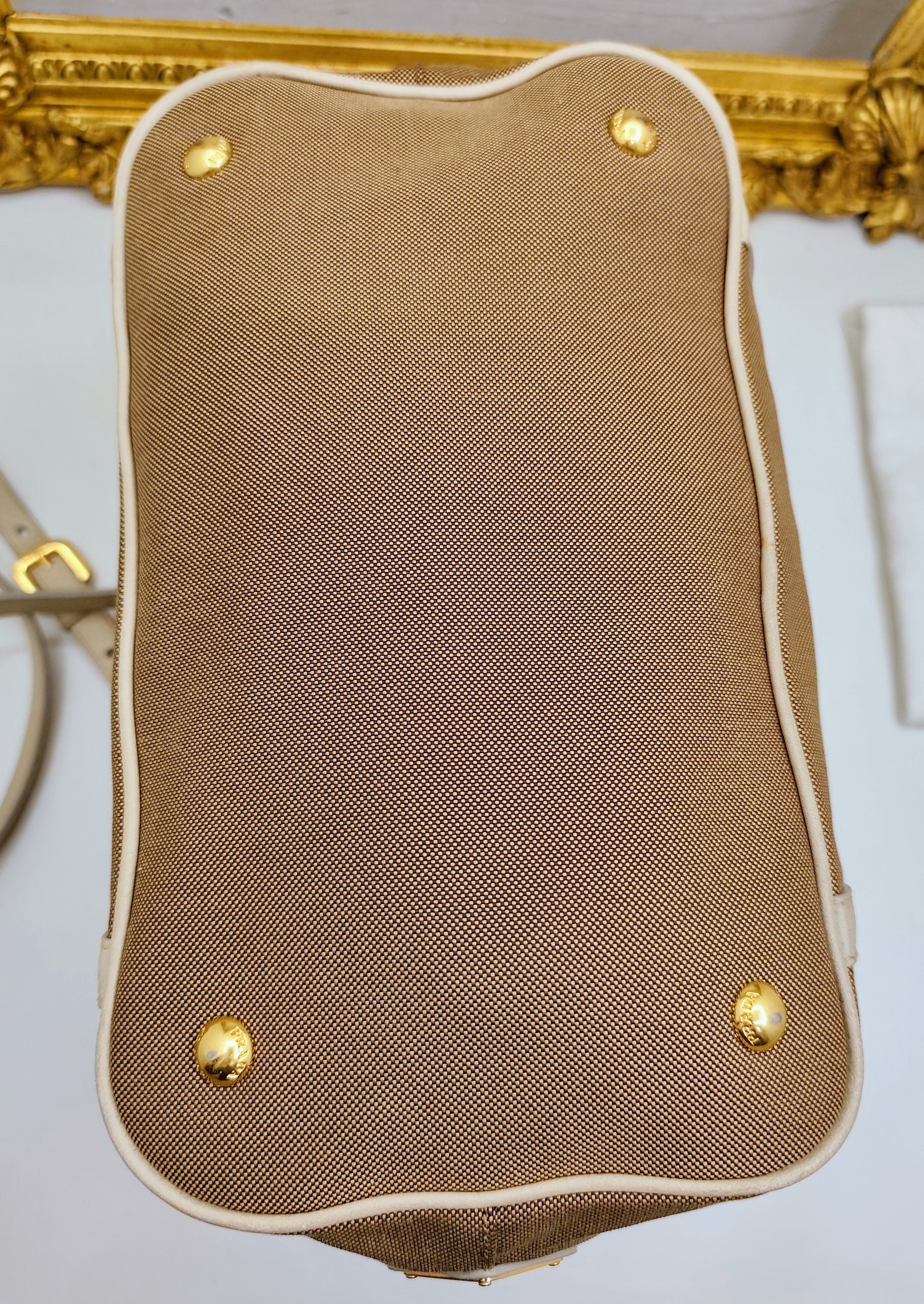 Prada - Tote Bag Shopper Media Canapa Jacquard Beige e Avorio