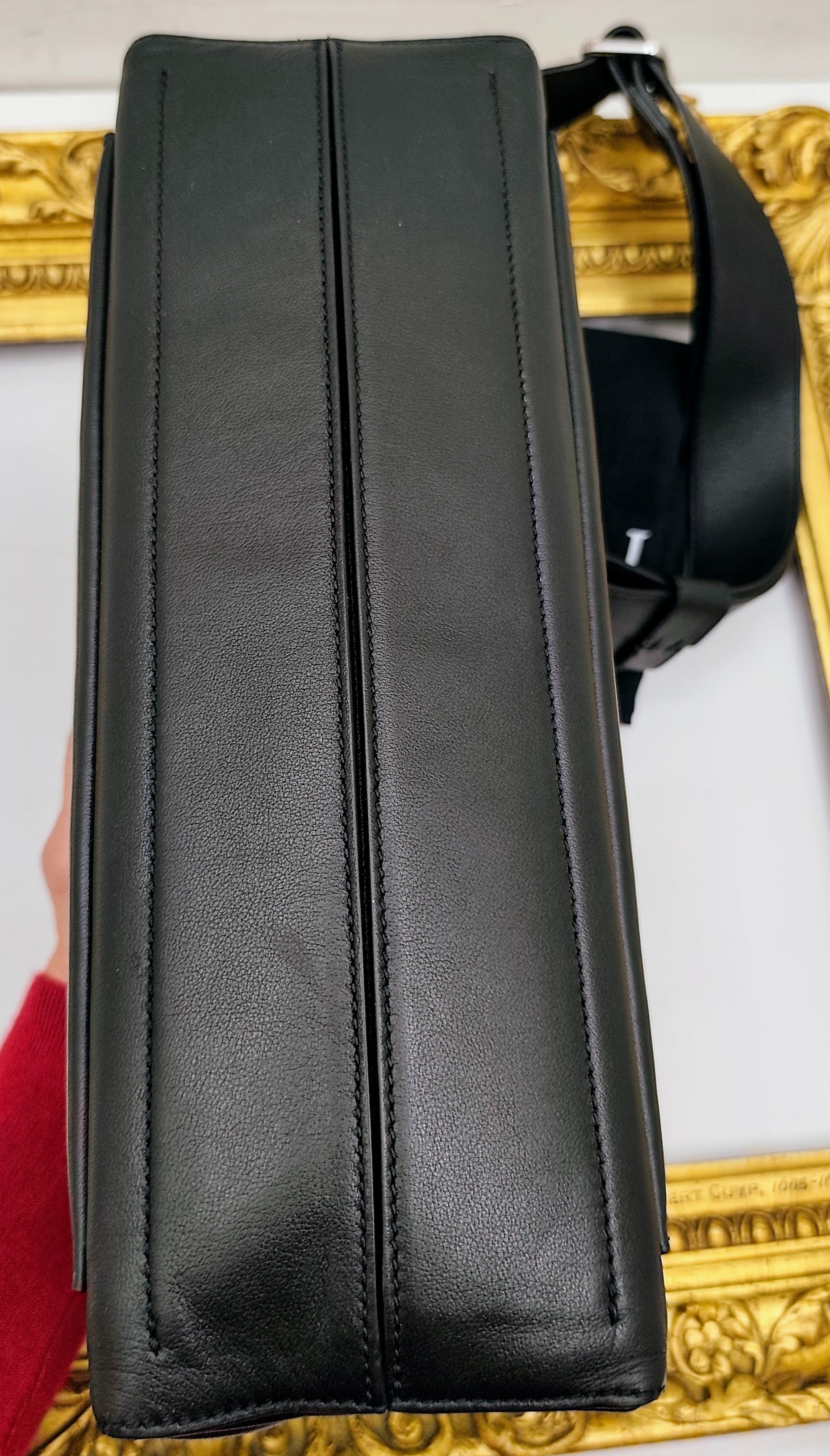 Orciani – Missy Longuette Soft Borsa a Spalla Pelle Nera con Catena e Tracolla
