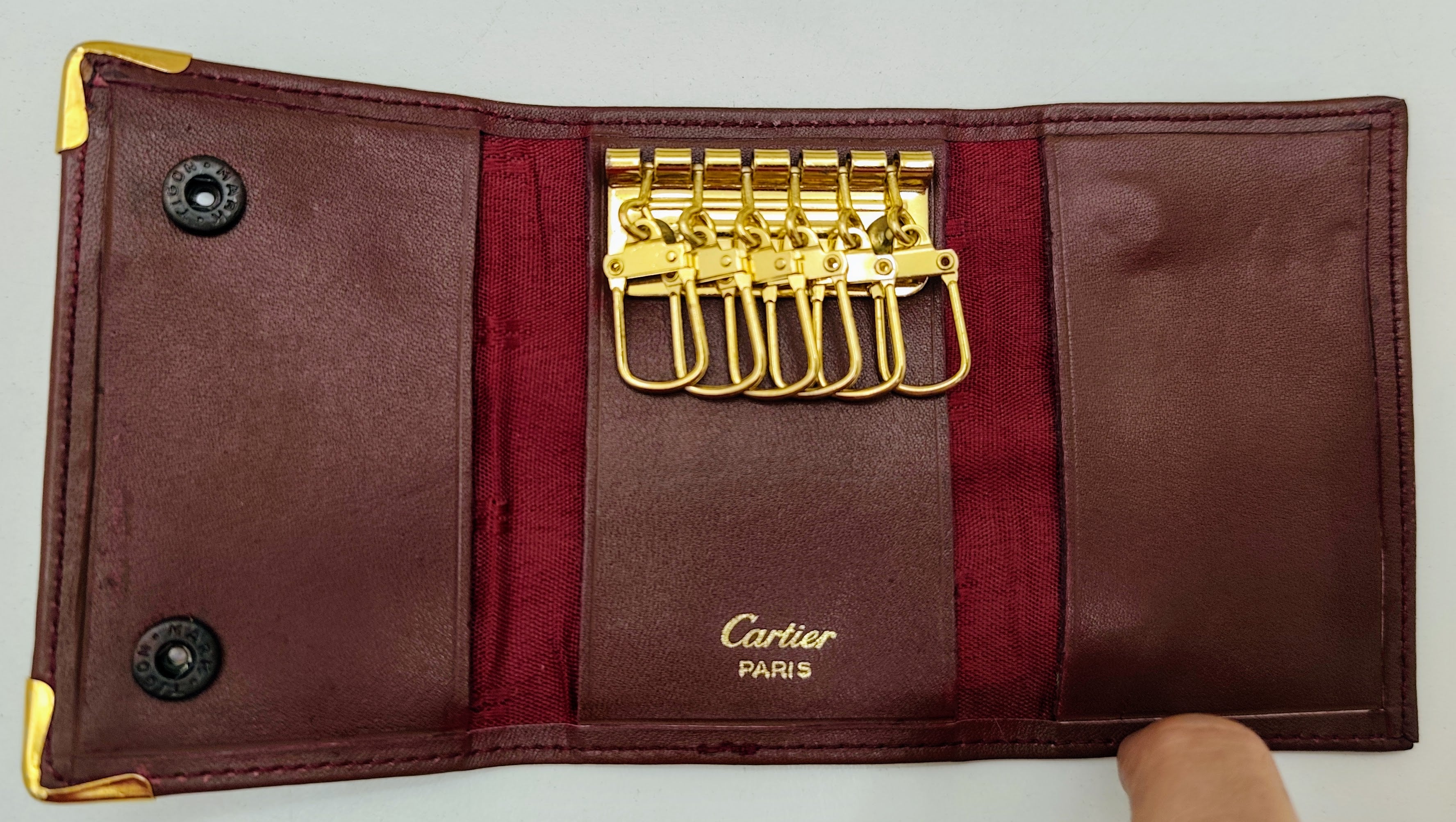 Cartier – Portachiavi 6 Ganci in Pelle Bordeaux Vintage