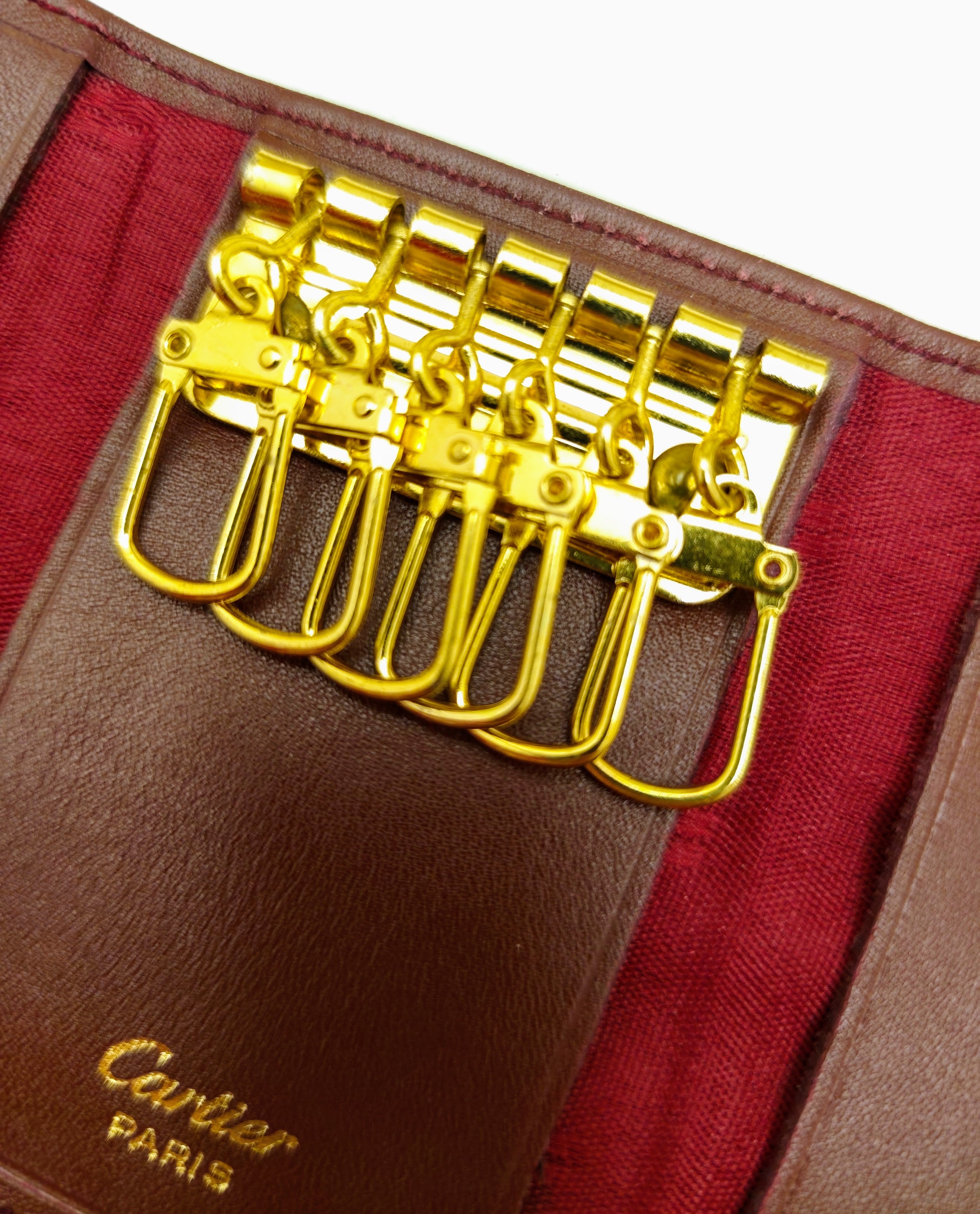 Cartier – Portachiavi 6 Ganci in Pelle Bordeaux Vintage