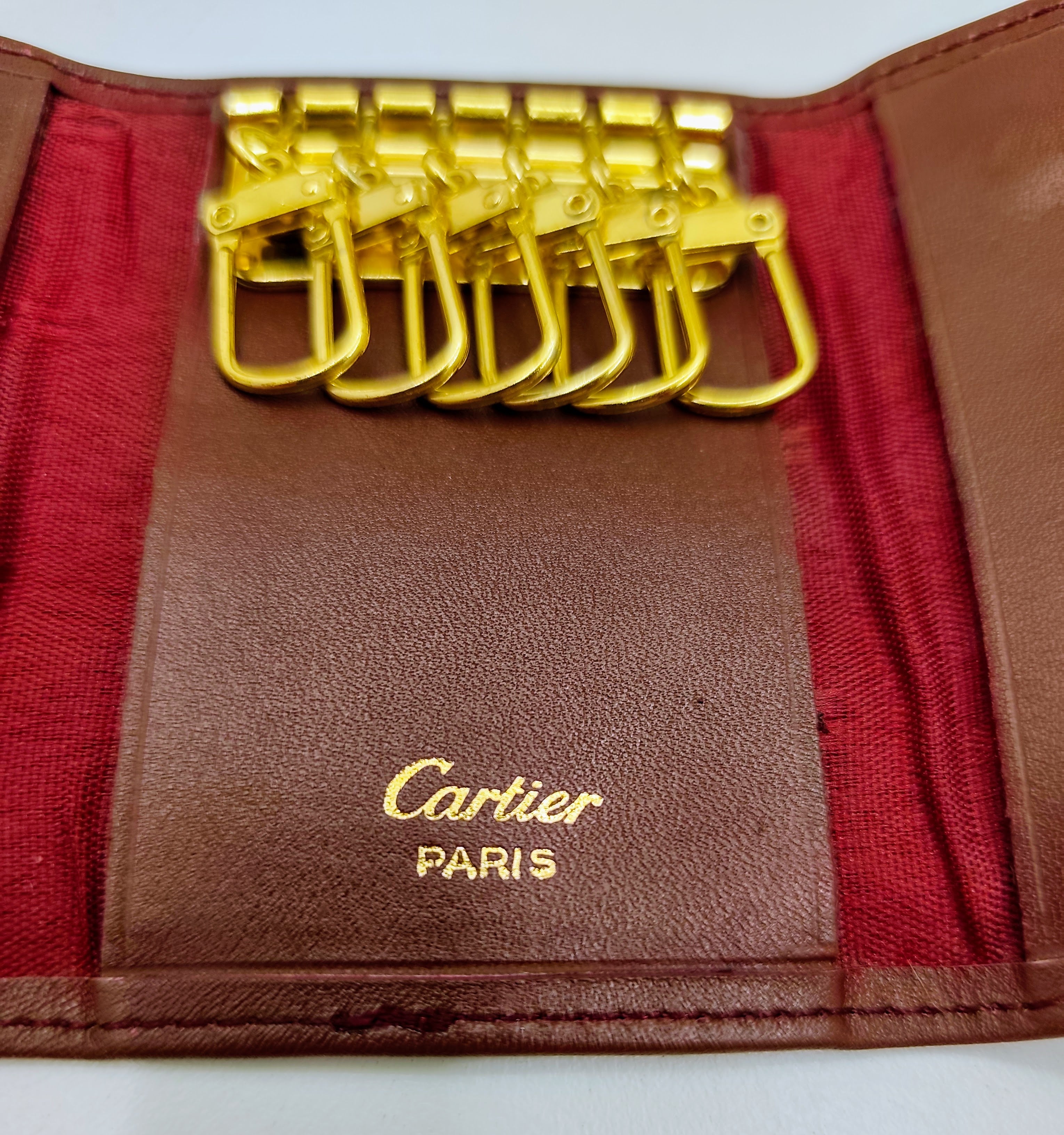 Cartier – Portachiavi 6 Ganci in Pelle Bordeaux Vintage