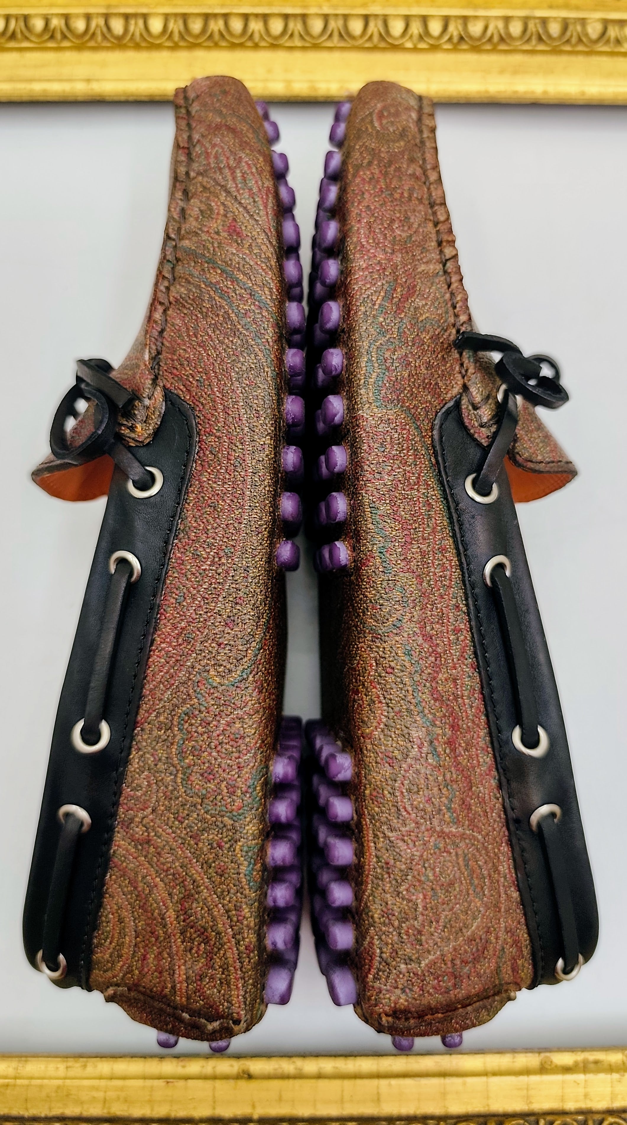 Etro – Mocassini Unisex City Gommino Paisley Jacquard Nuovi