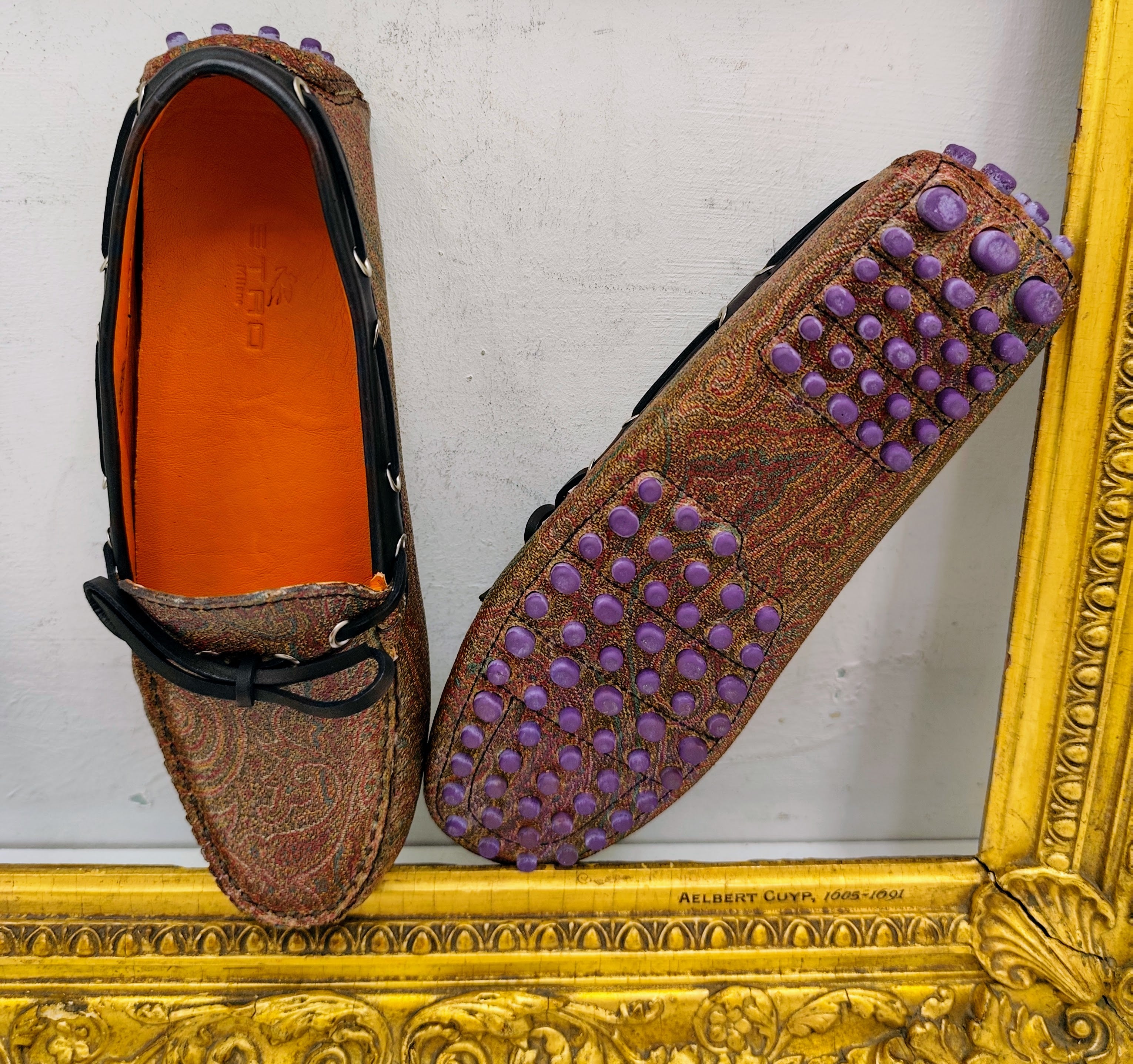 Etro – Mocassini Unisex City Gommino Paisley Jacquard 38 Nuovi