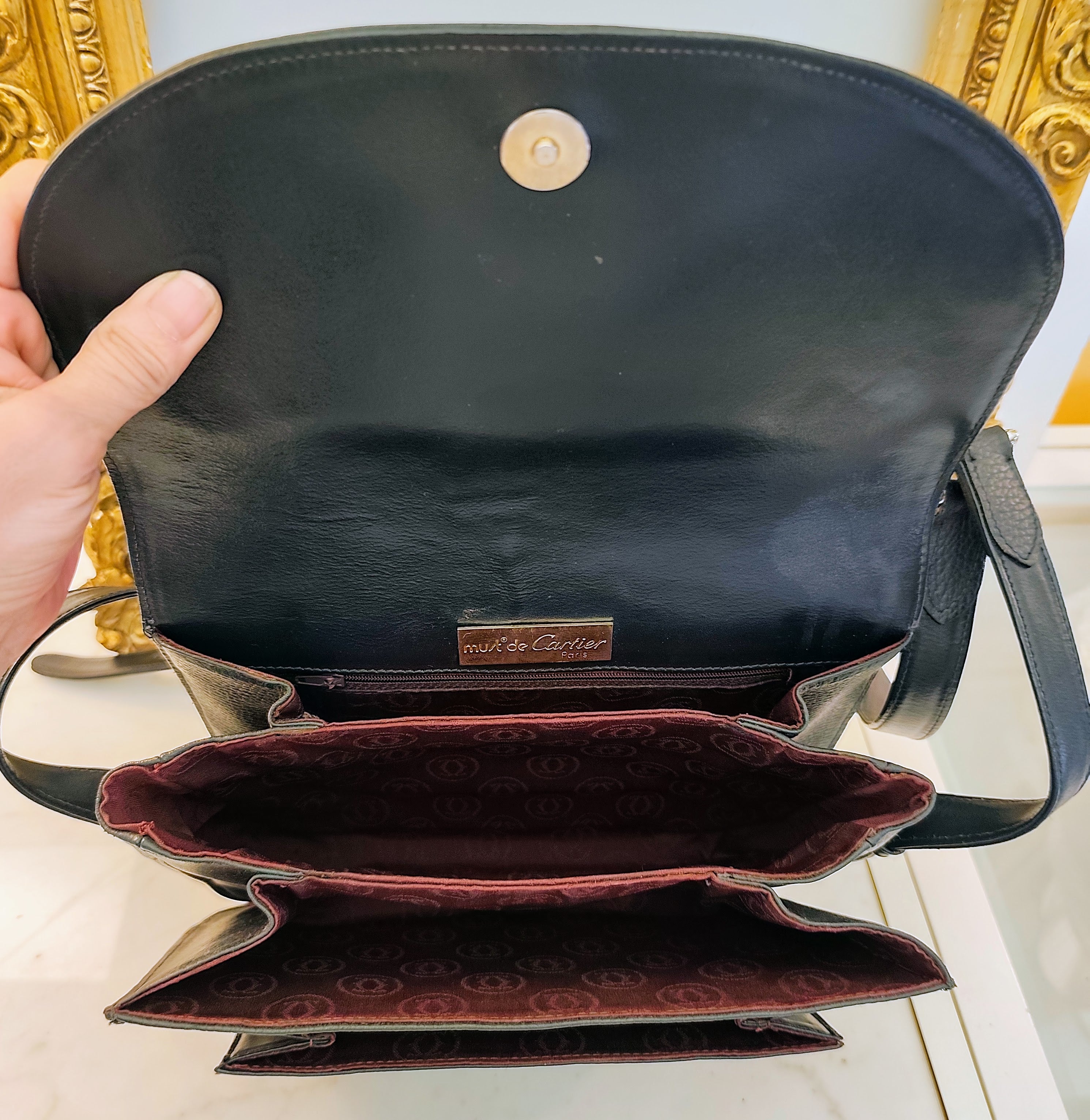 Cartier - Camera Bag a 3 Soffietti Postina a tracolla Vintage in Pelle Blu