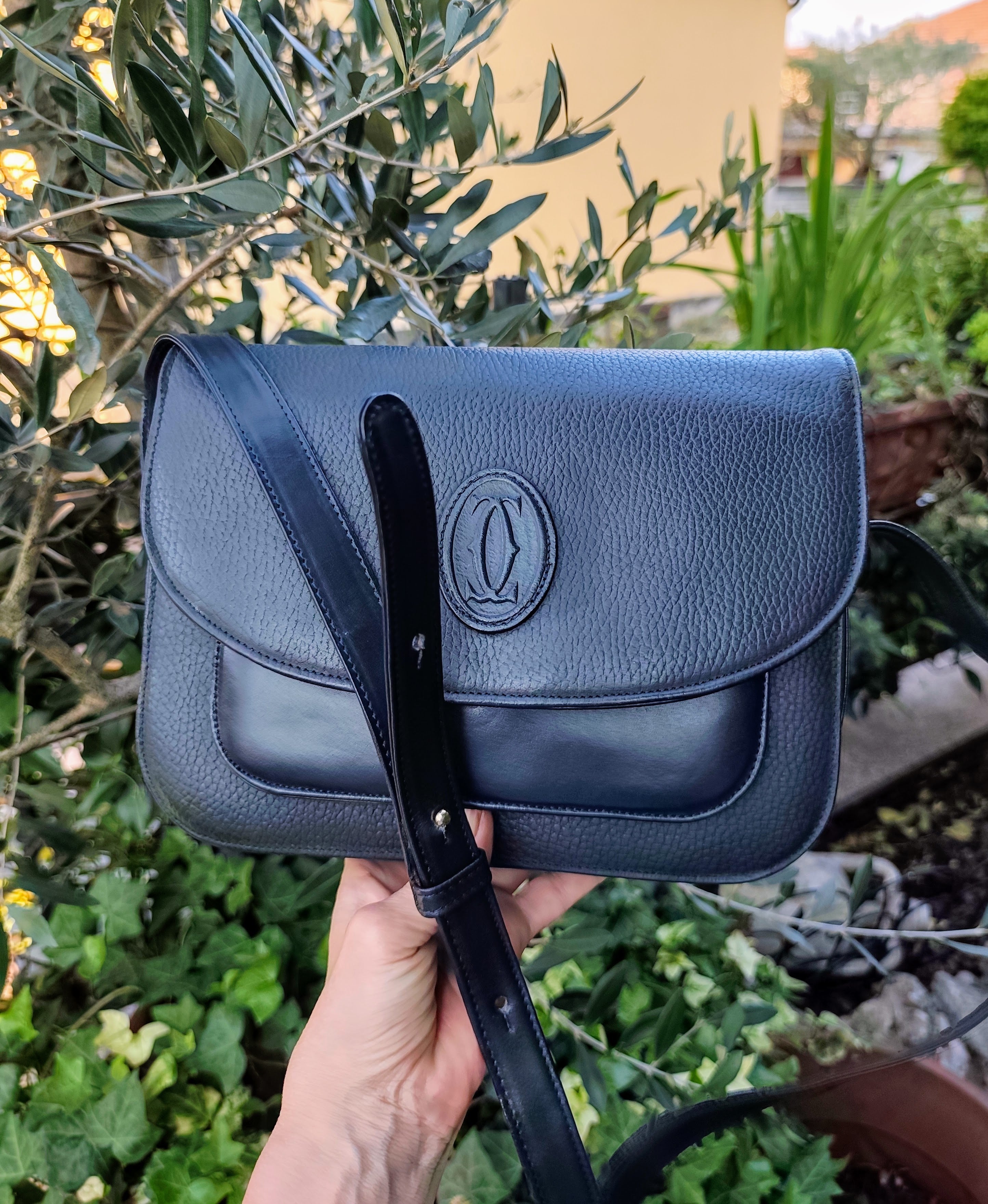 Cartier - Camera Bag a 3 Soffietti Postina a tracolla Vintage in Pelle Blu