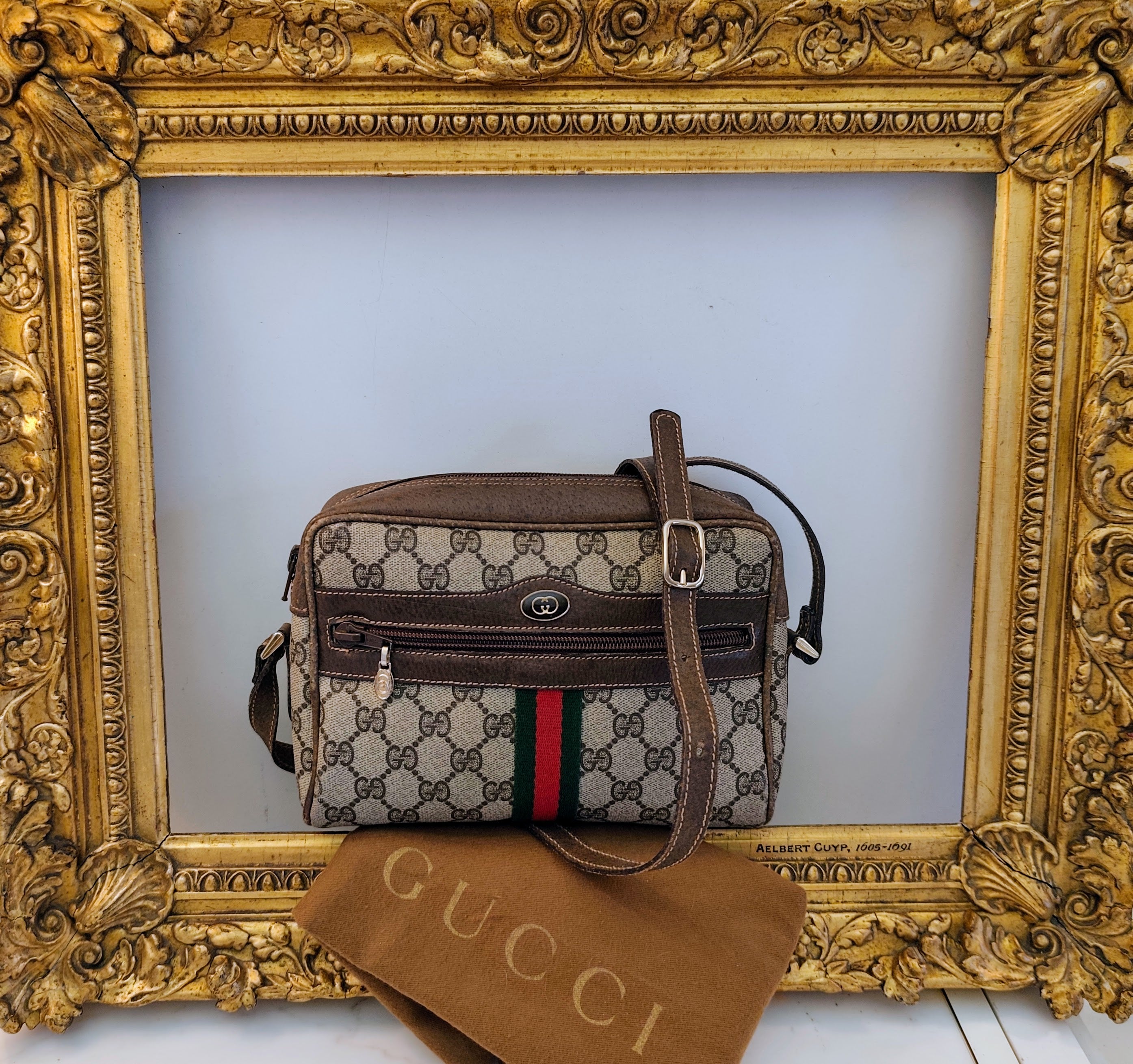 Gucci – Ophidia Camera Bag in Canvas GG con Inserti in Pelle Beige